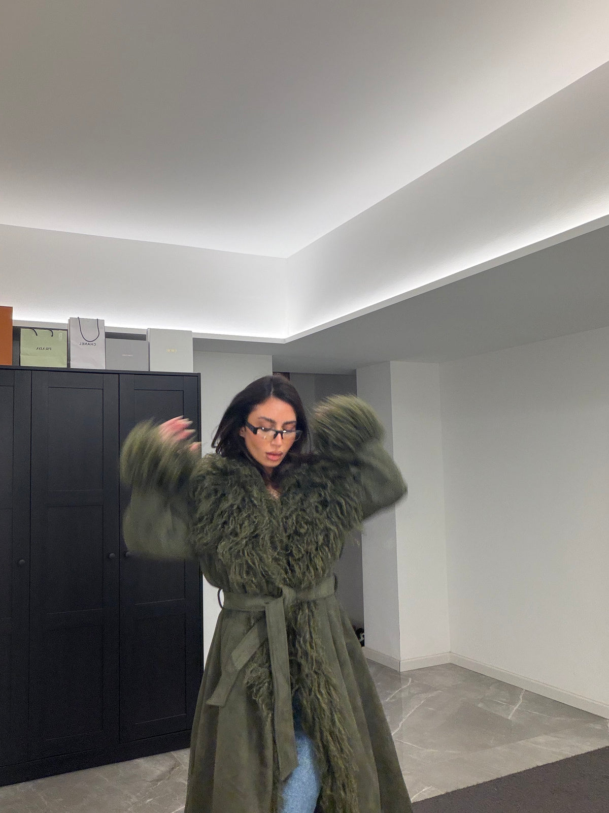 Manteau Suede Mongolia Coat Green Olive