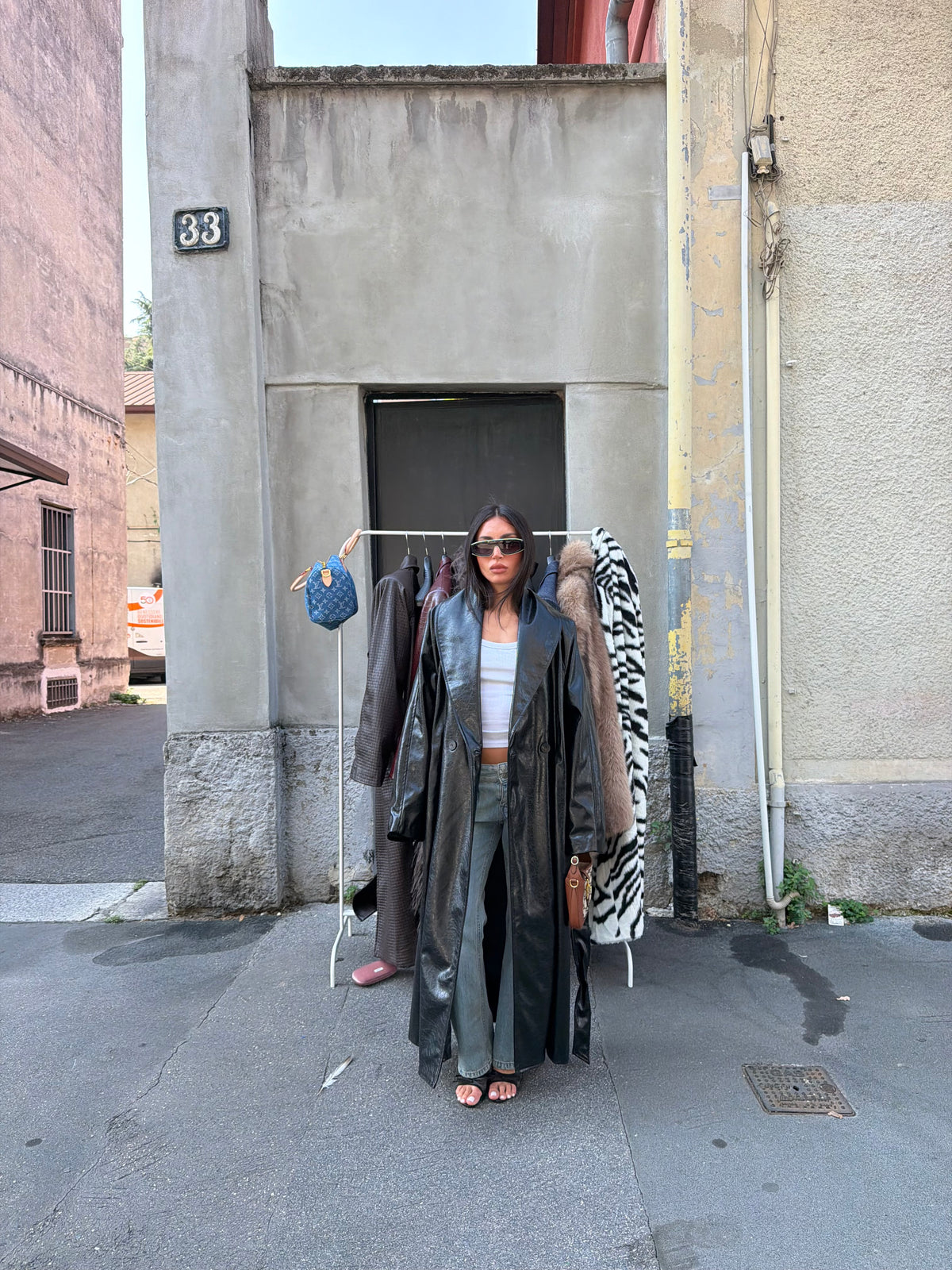 maxi trench coat vinile