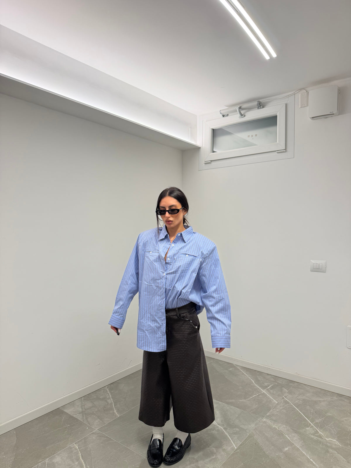camicia oversize celeste