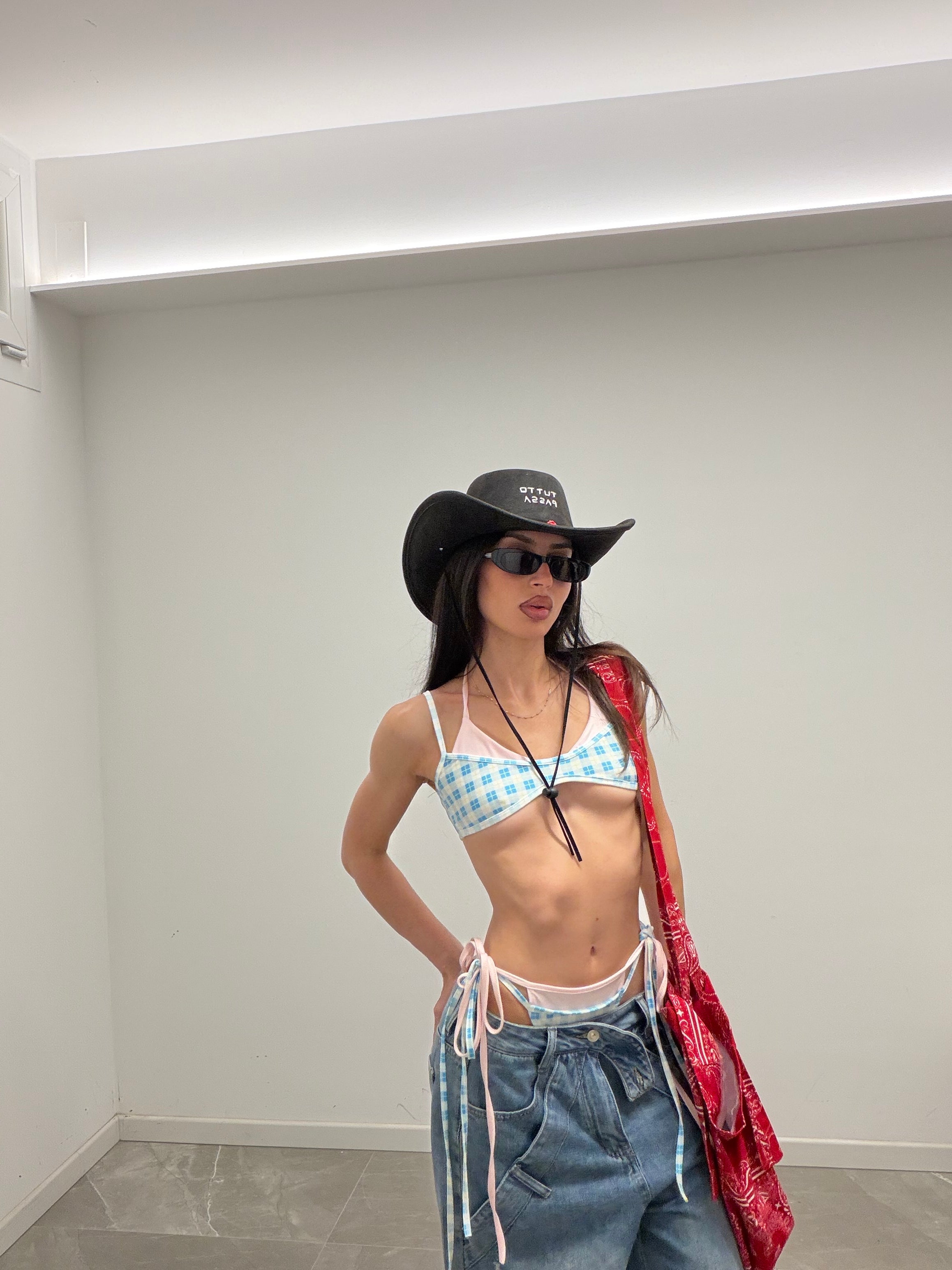 bikini checked blue
