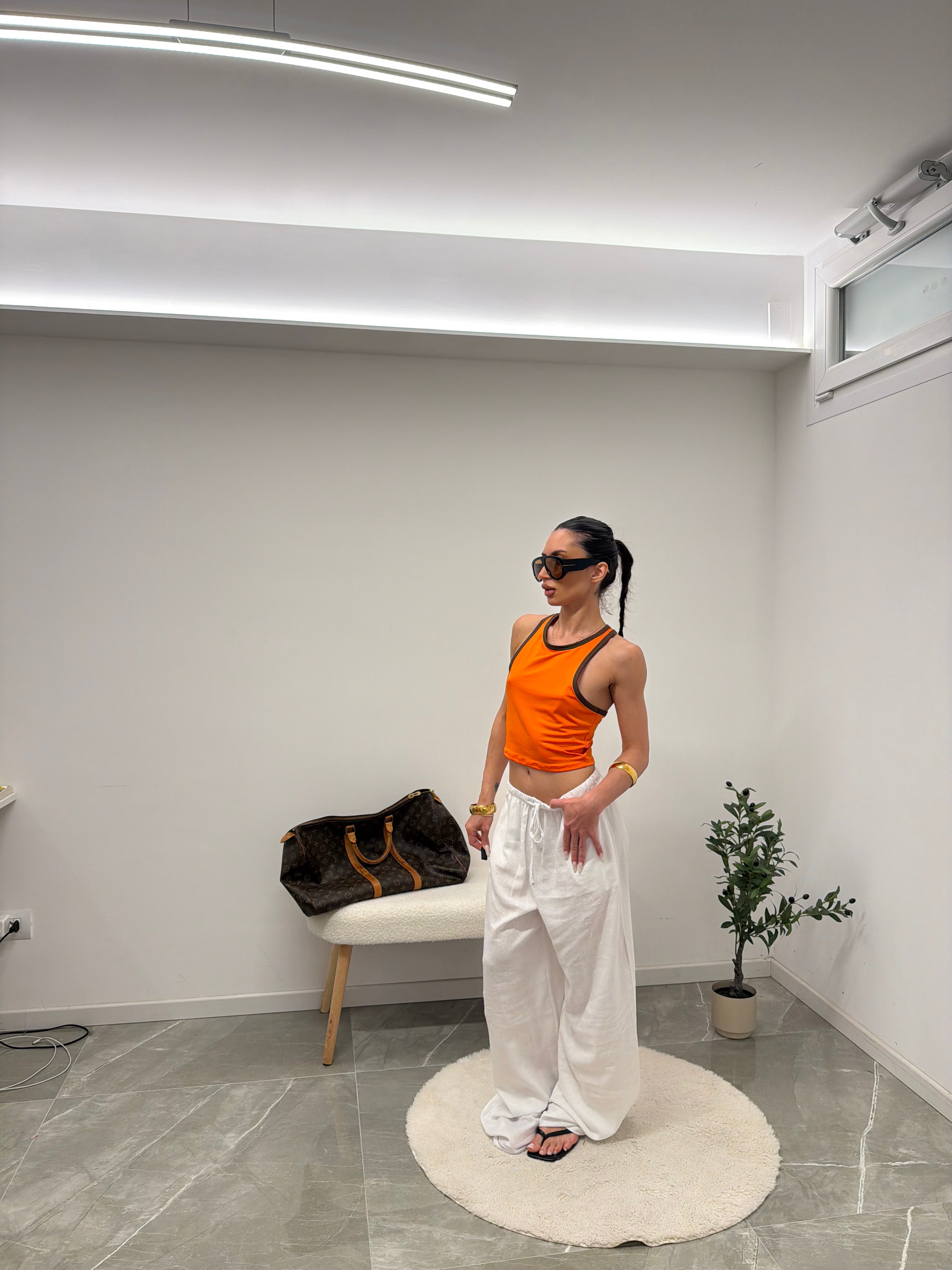 pantalone lino white