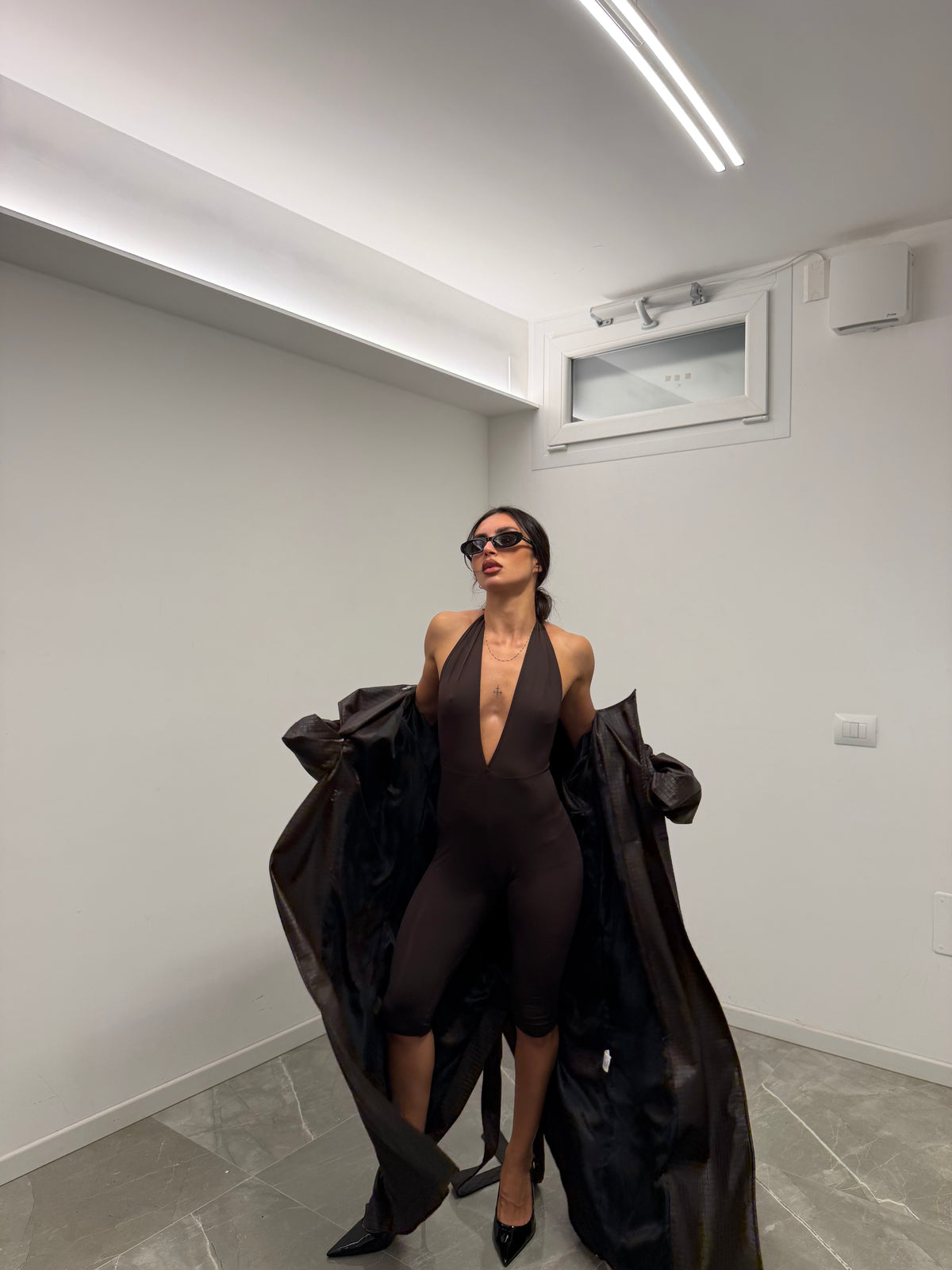 maxi trench bottega marrone