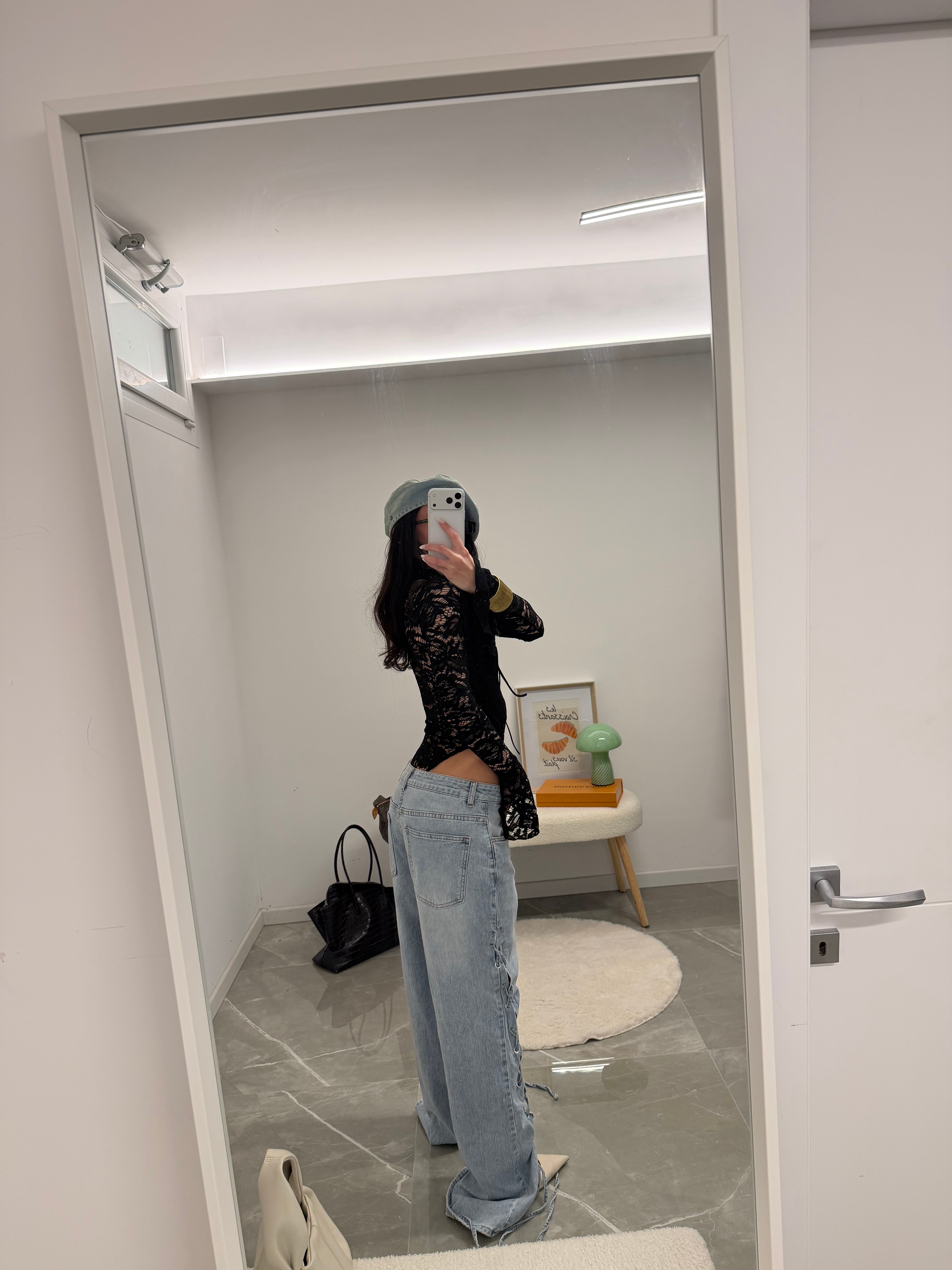 Jeans denim lace