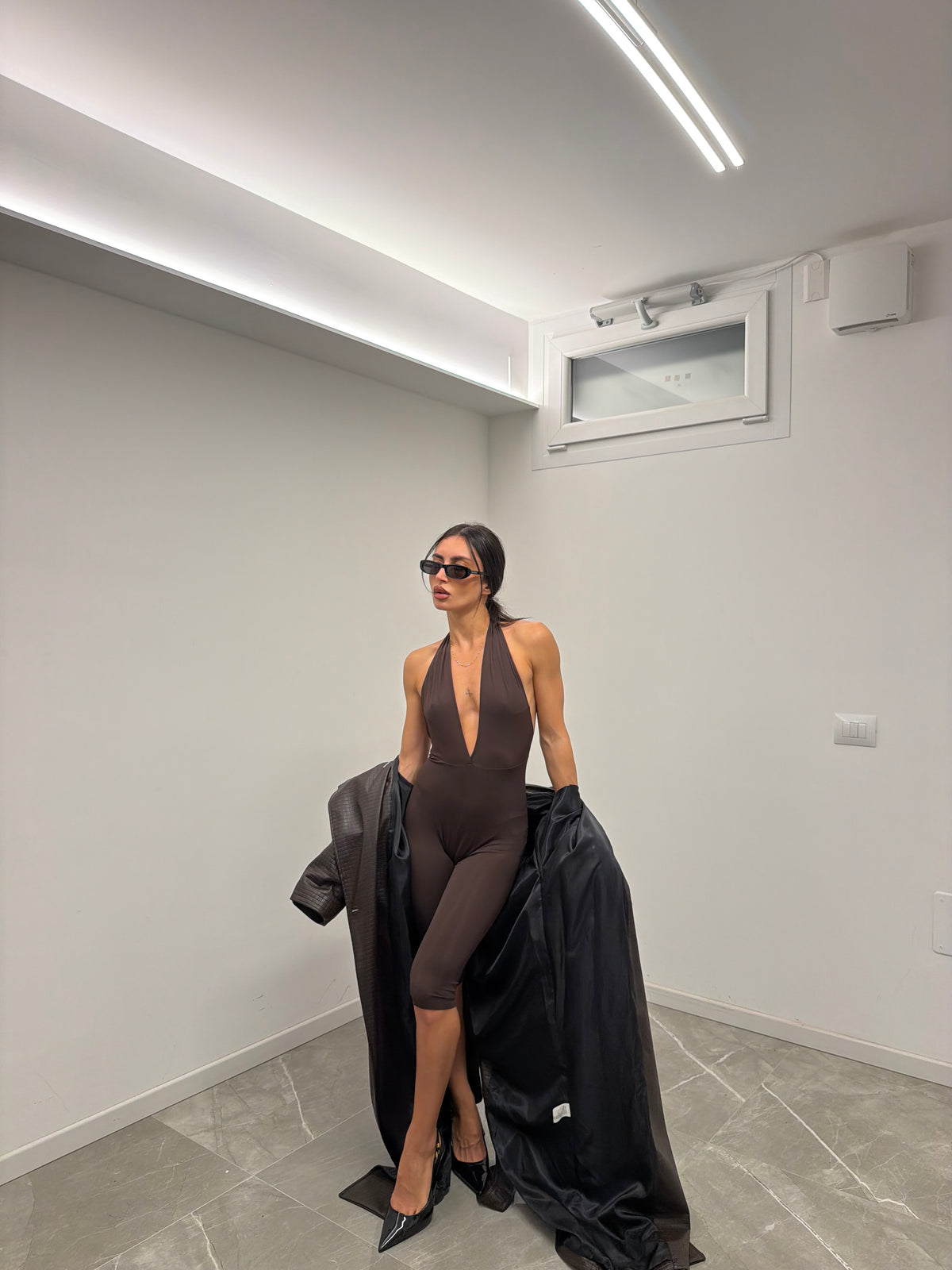 maxi trench bottega marrone