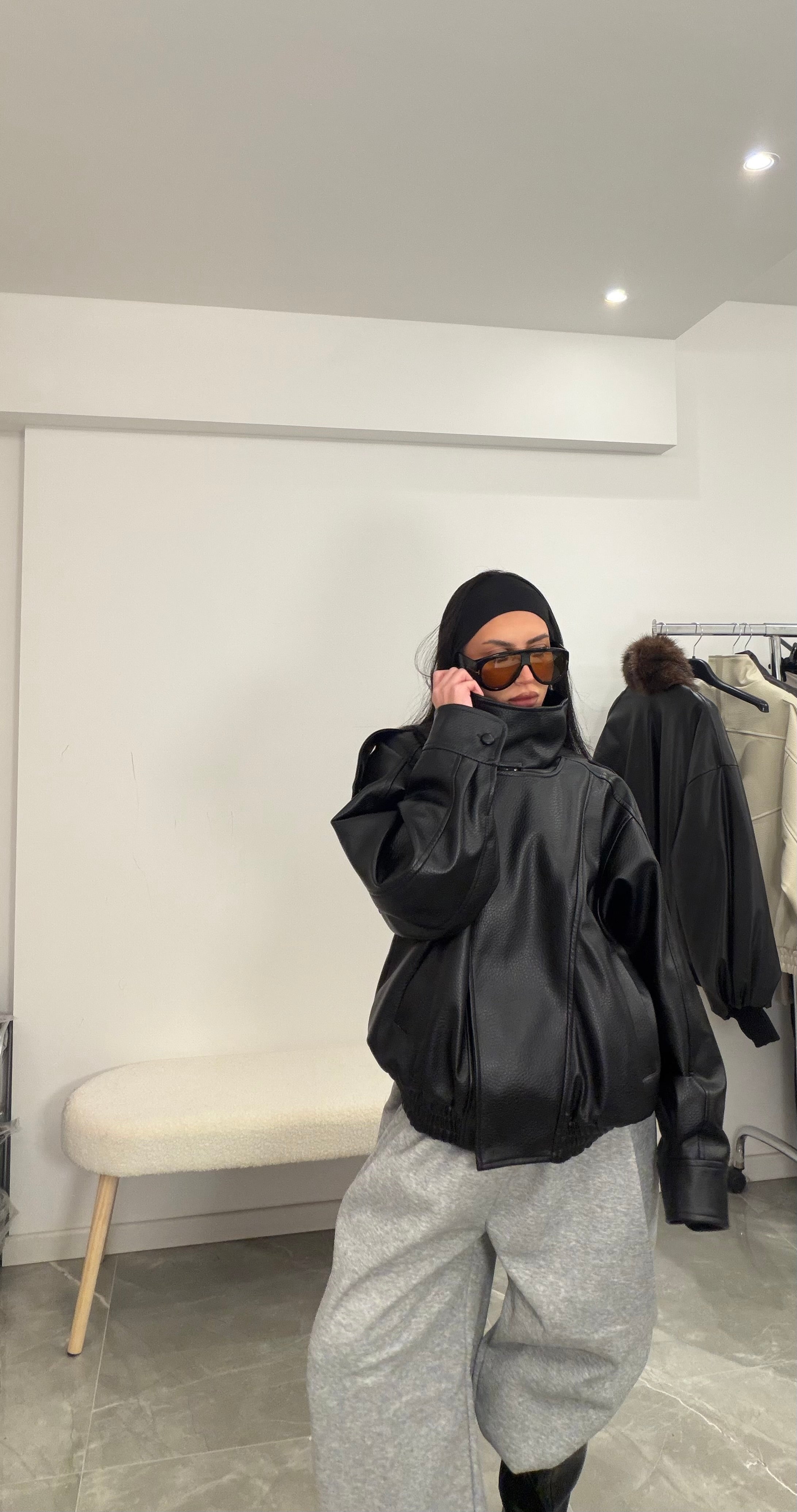 Jacket leather black