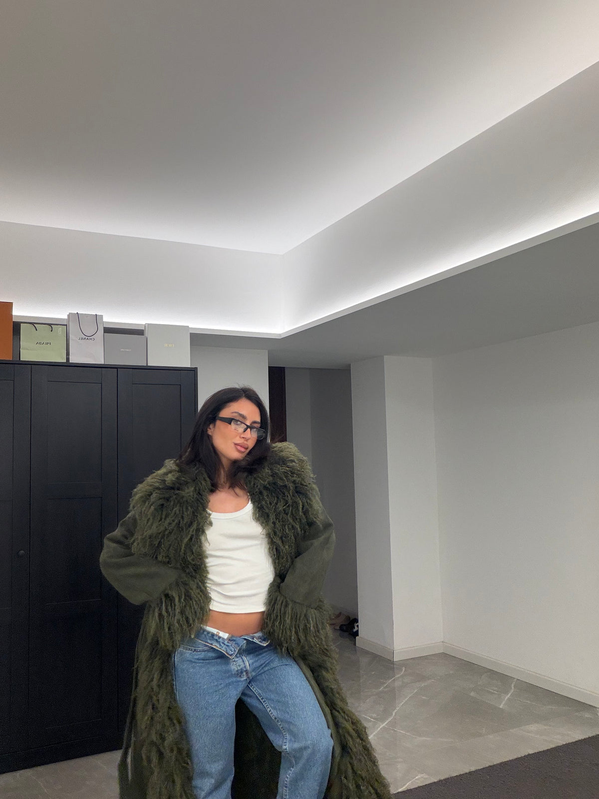 Manteau Suede Mongolia Coat Green Olive