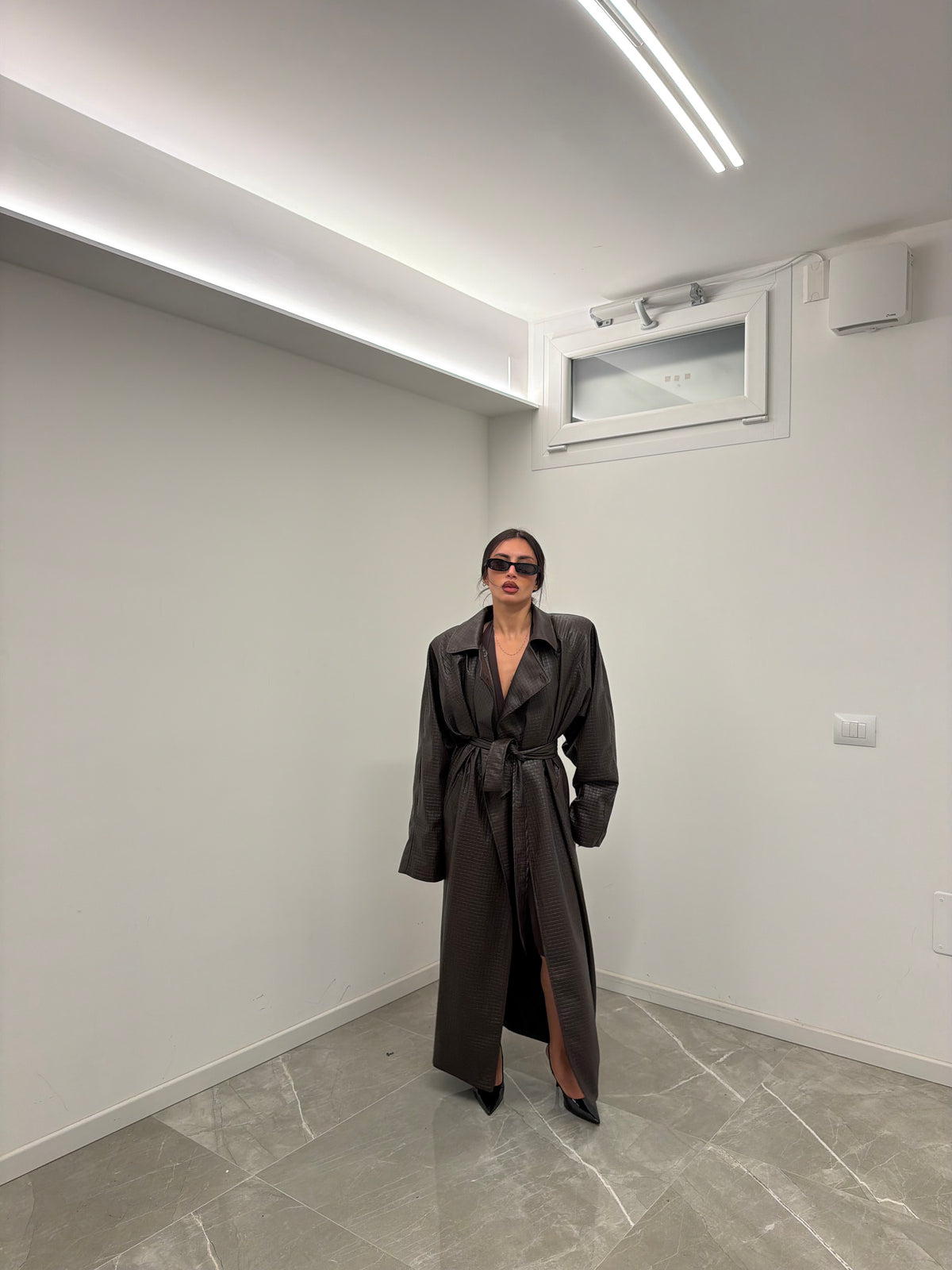 maxi trench bottega marrone