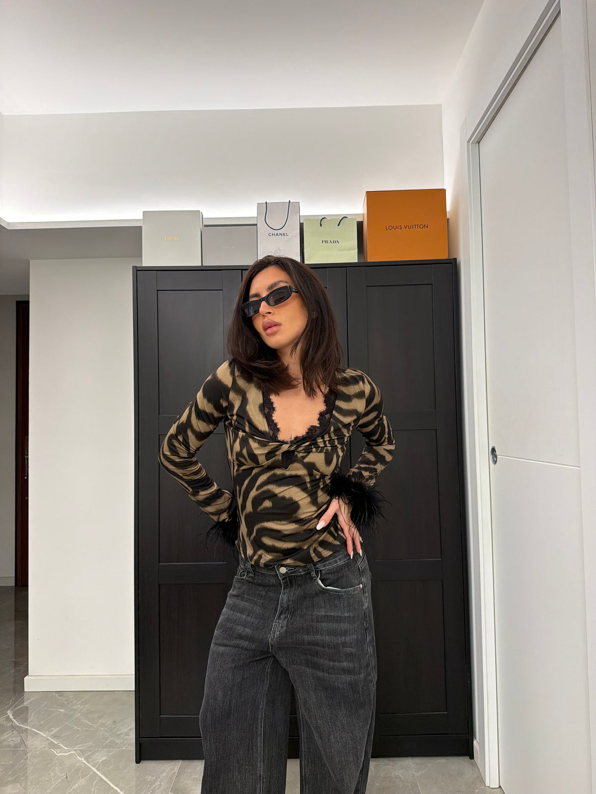 Animalier shirt plume