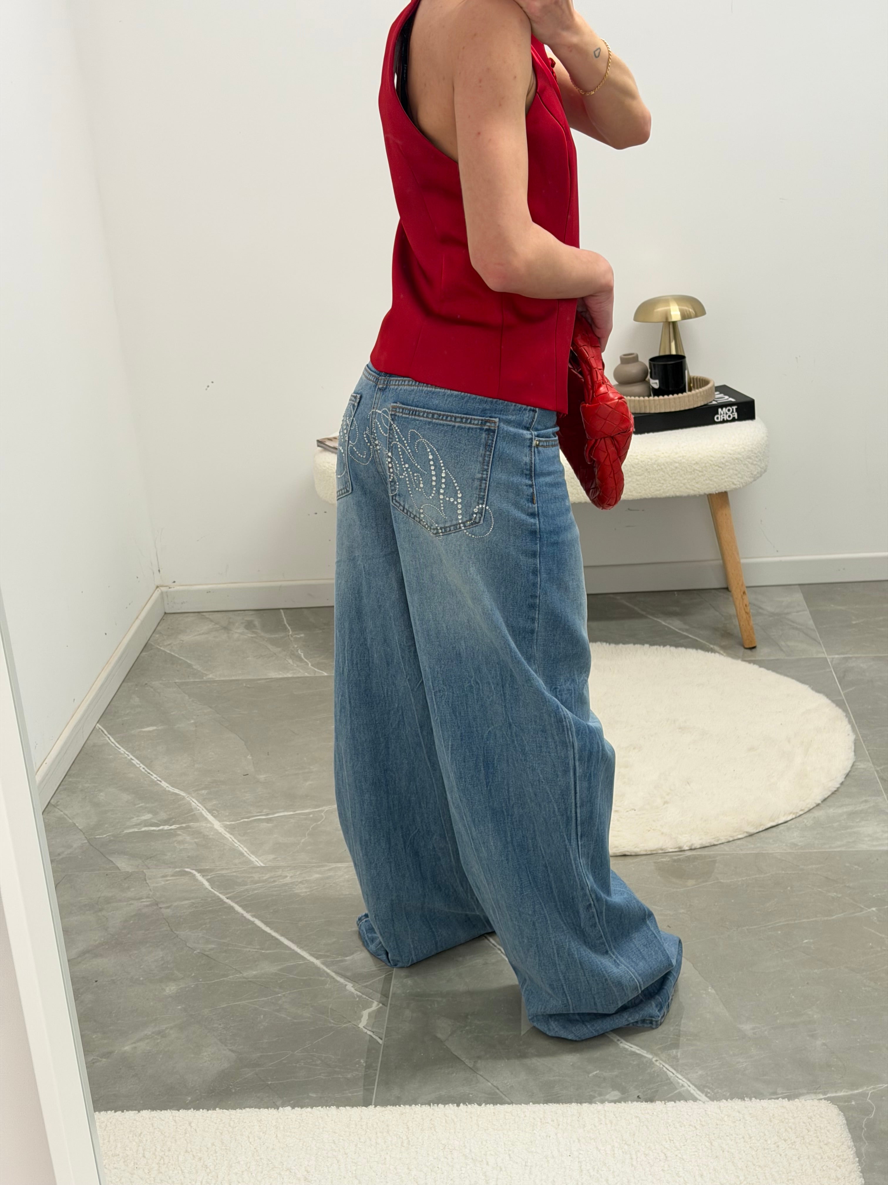 jeans denim baggy strass booty