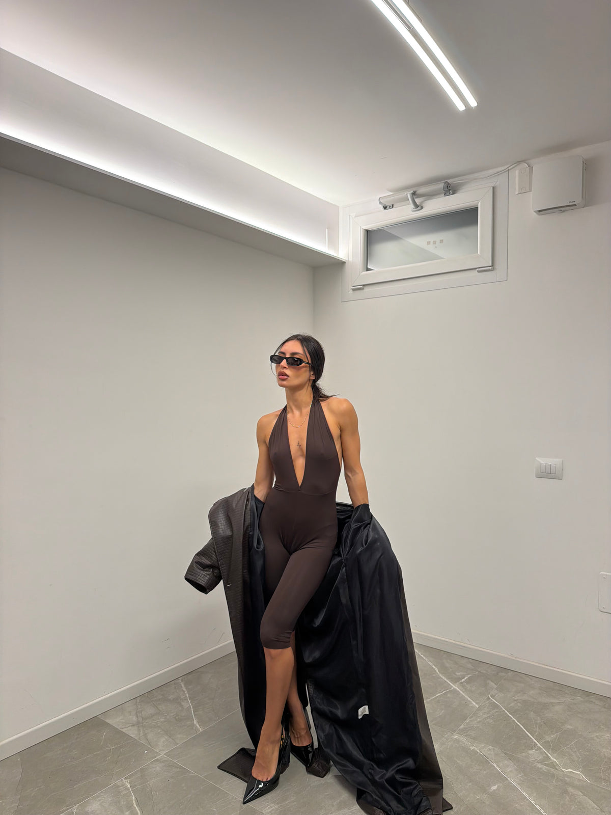 maxi trench bottega marrone