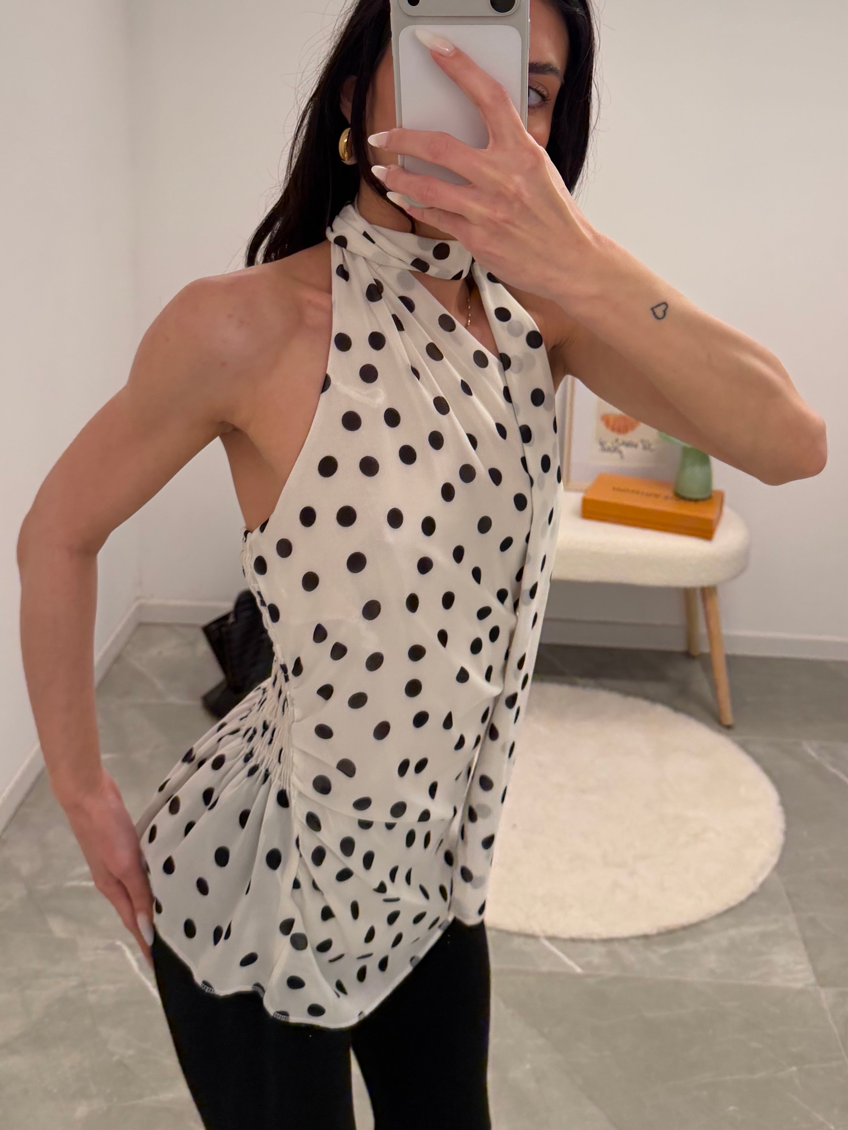 Top tulle à pois