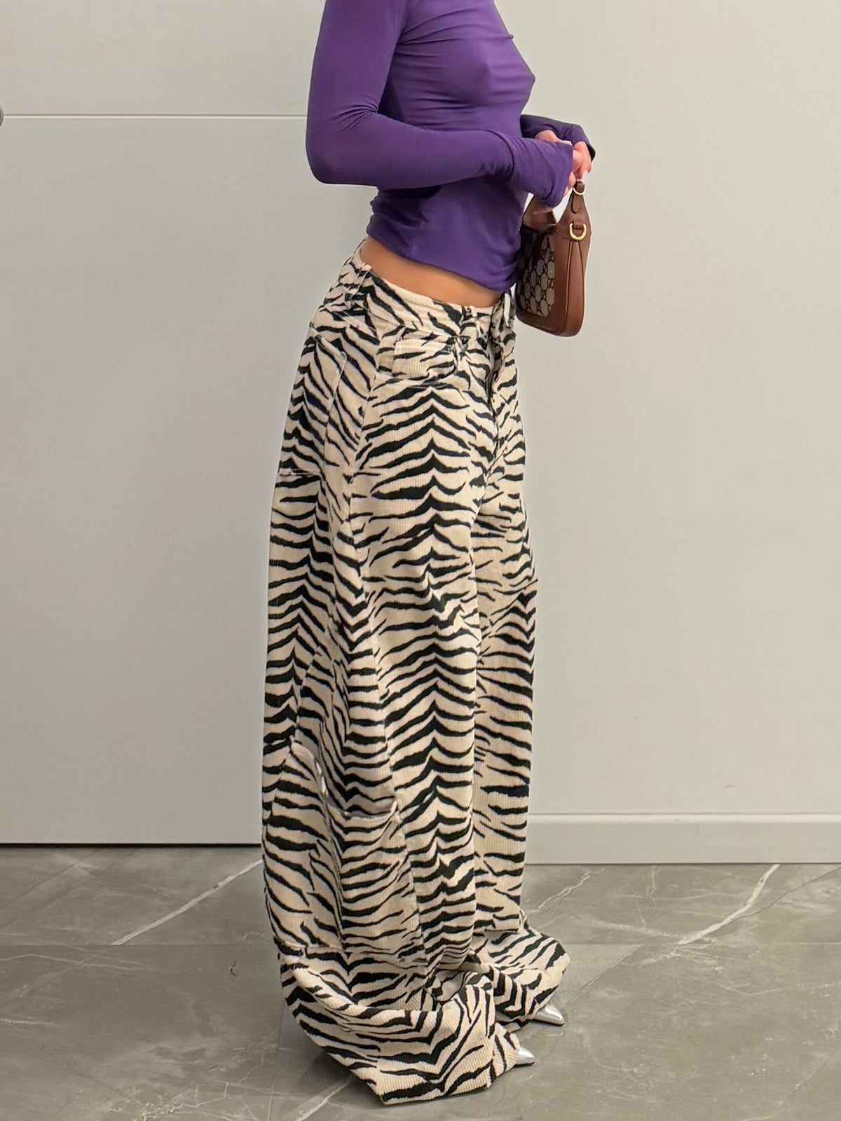 Suede pants zebra
