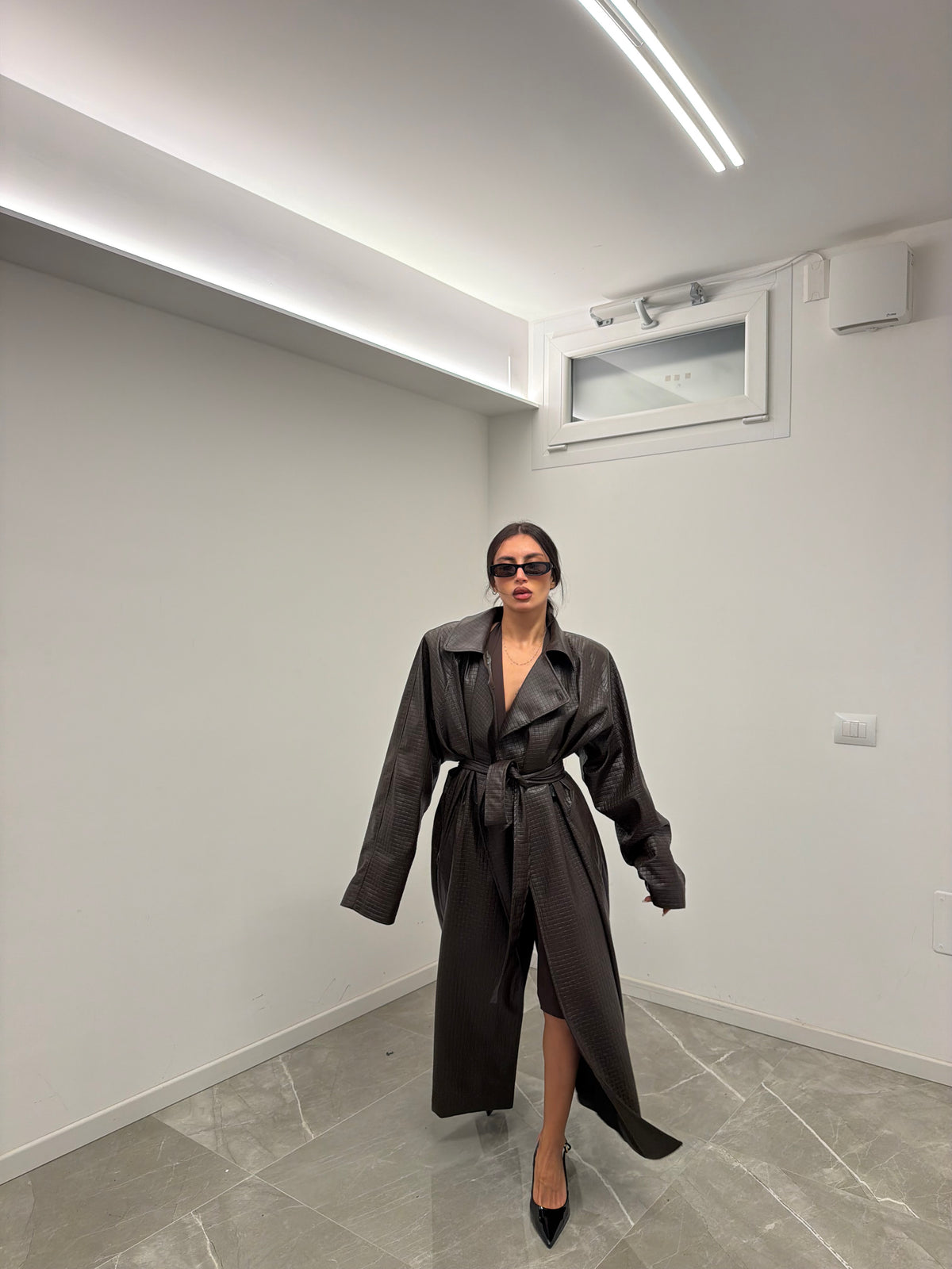 maxi trench bottega marrone