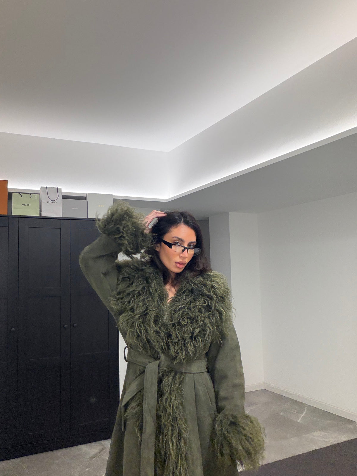 Manteau Suede Mongolia Coat Green Olive