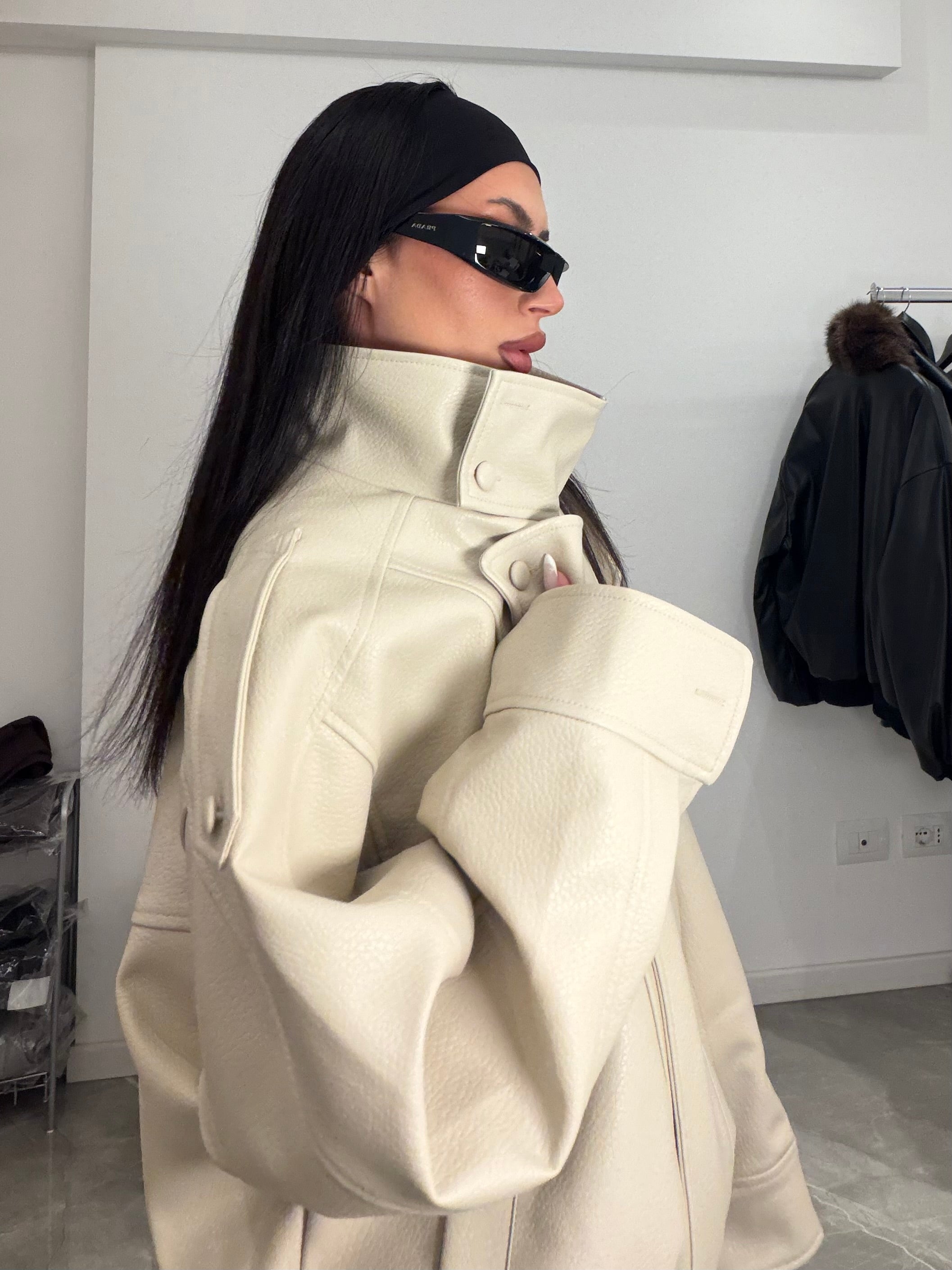 Jacket leather cream