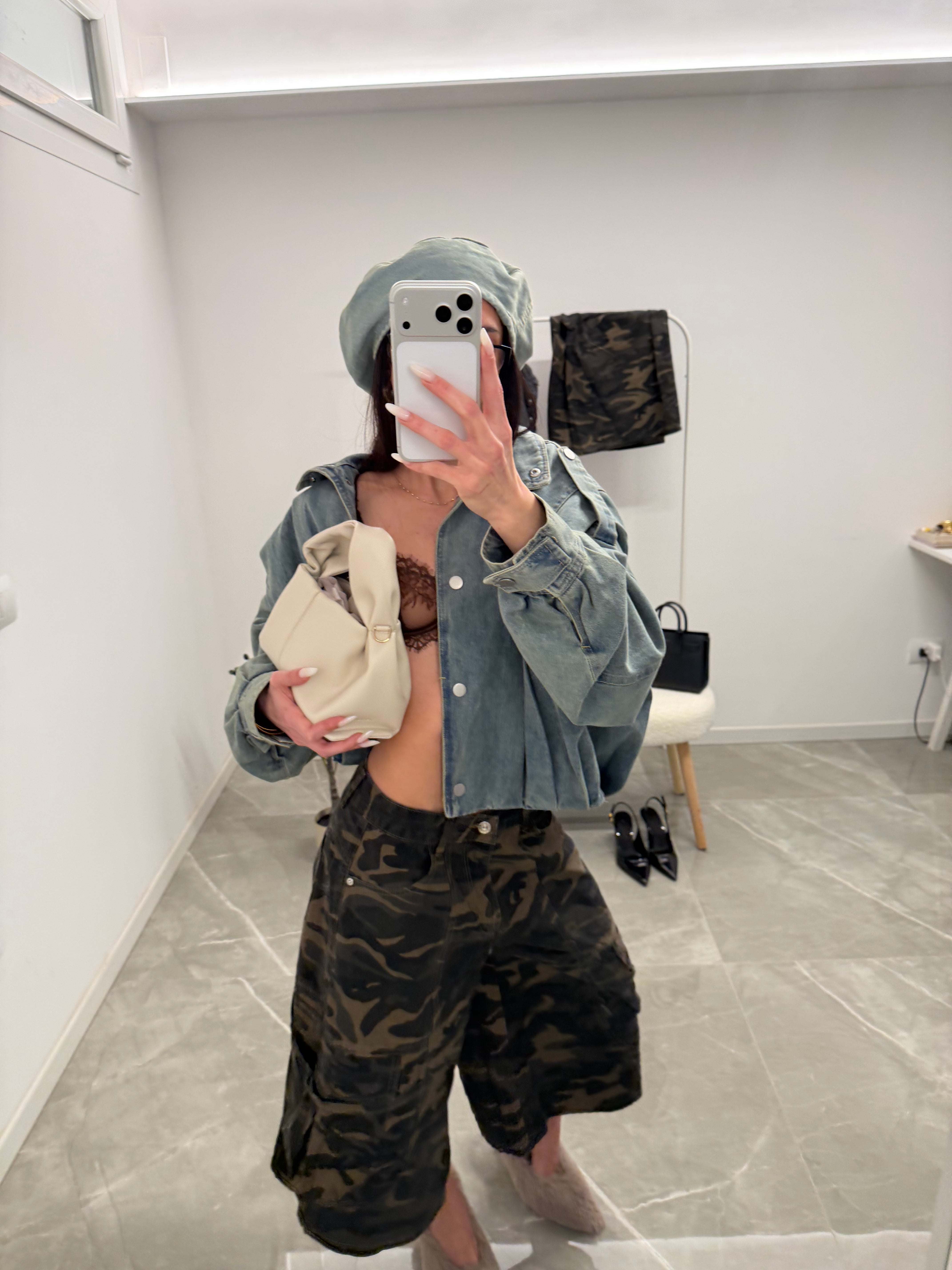 jorts pockets camouflage oversized  (military)