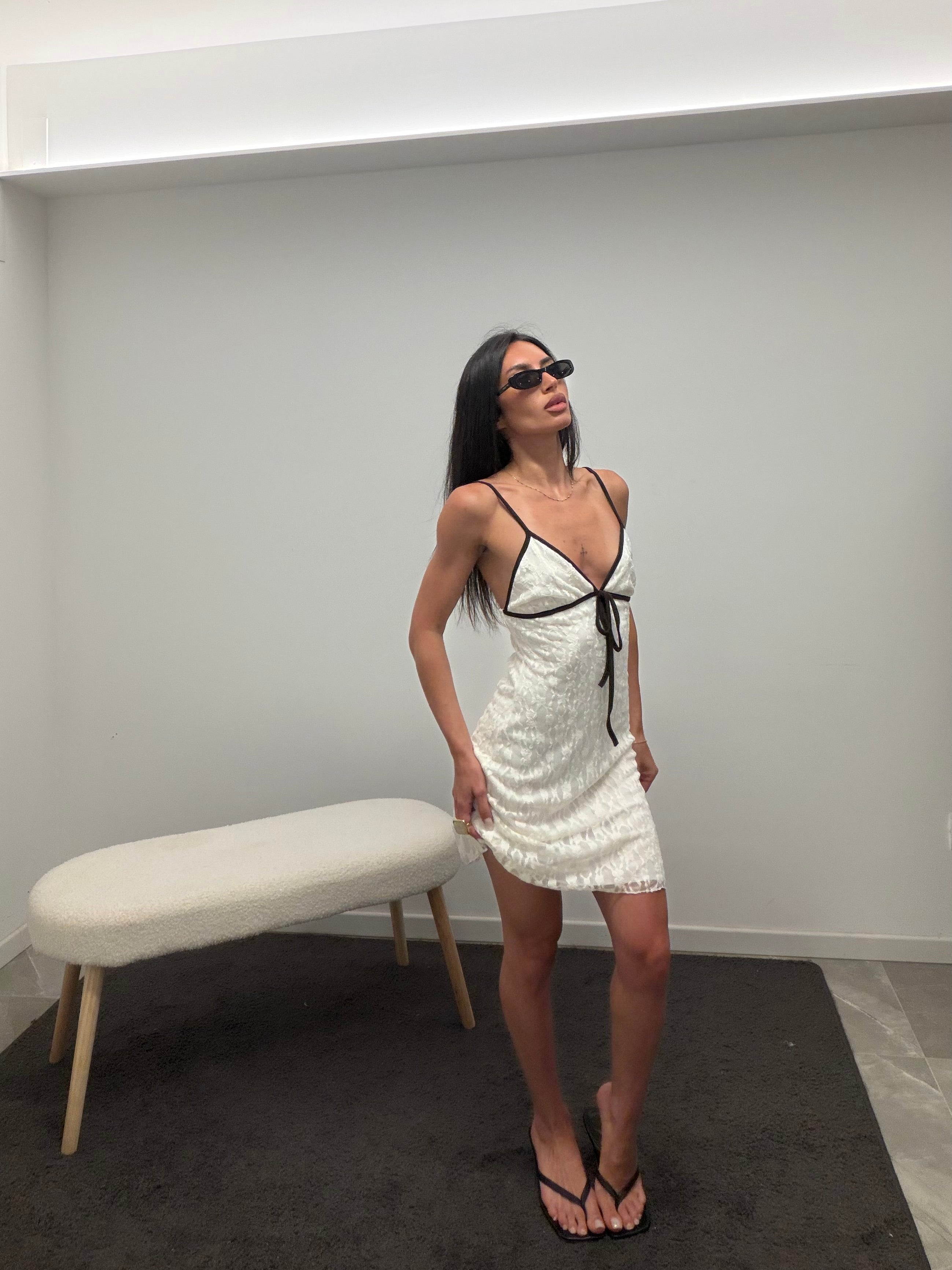 dress lace white and black