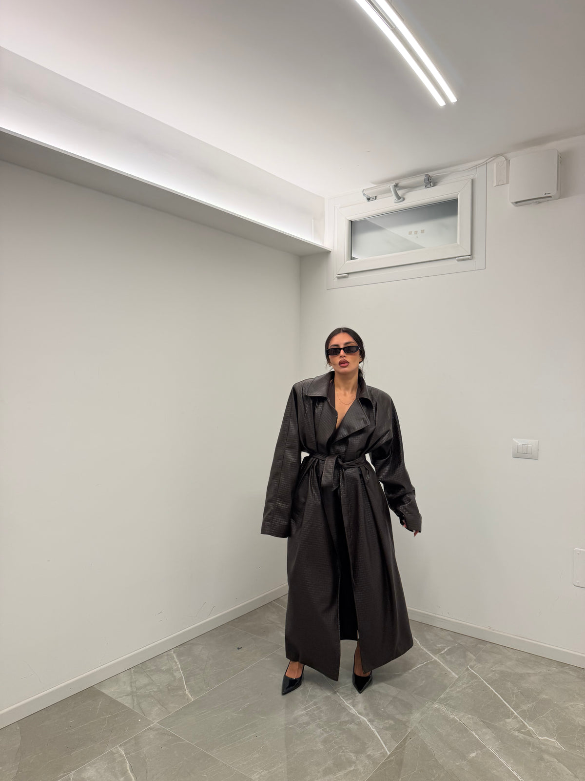 maxi trench bottega marrone