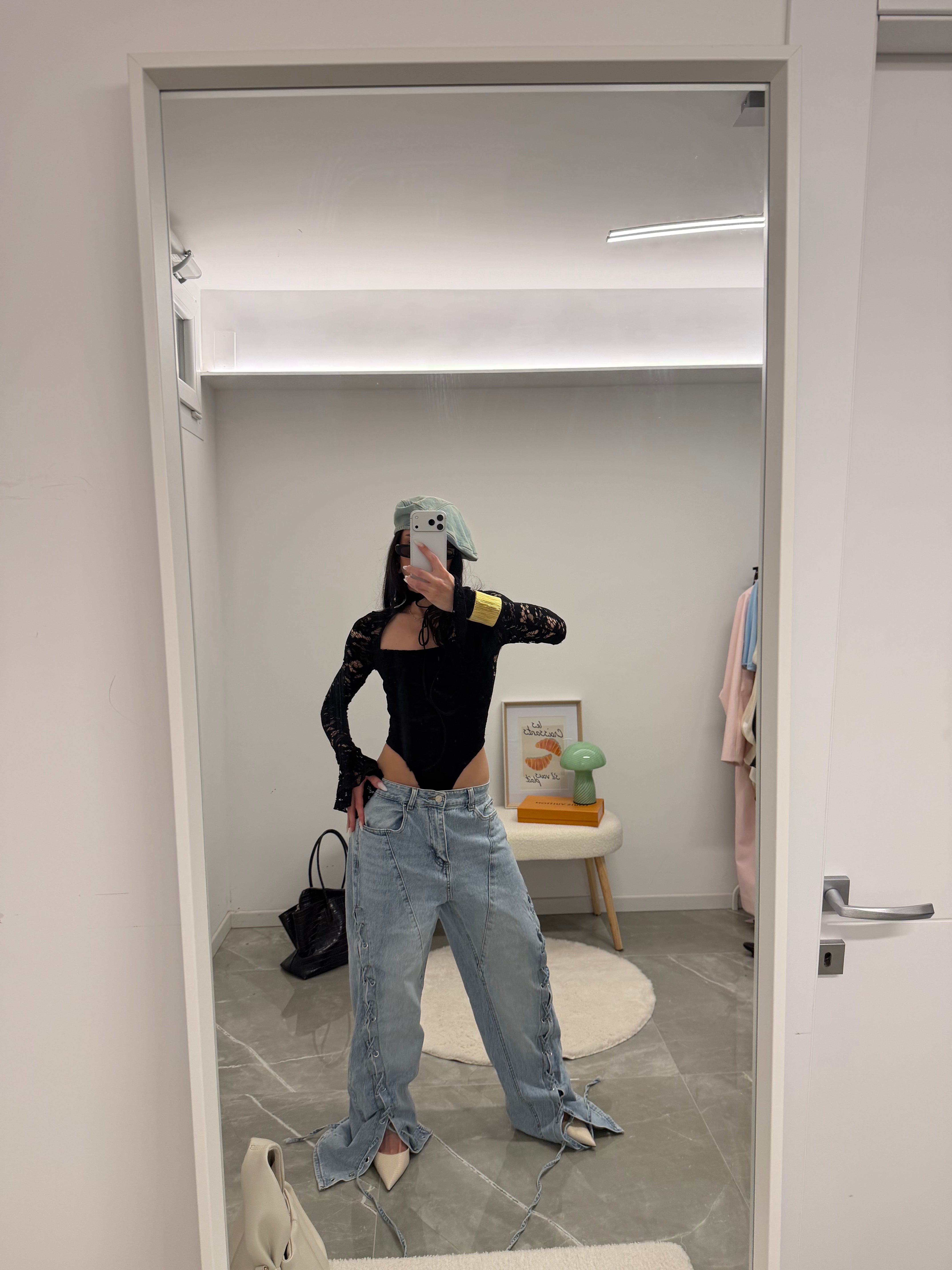 Jeans denim lace