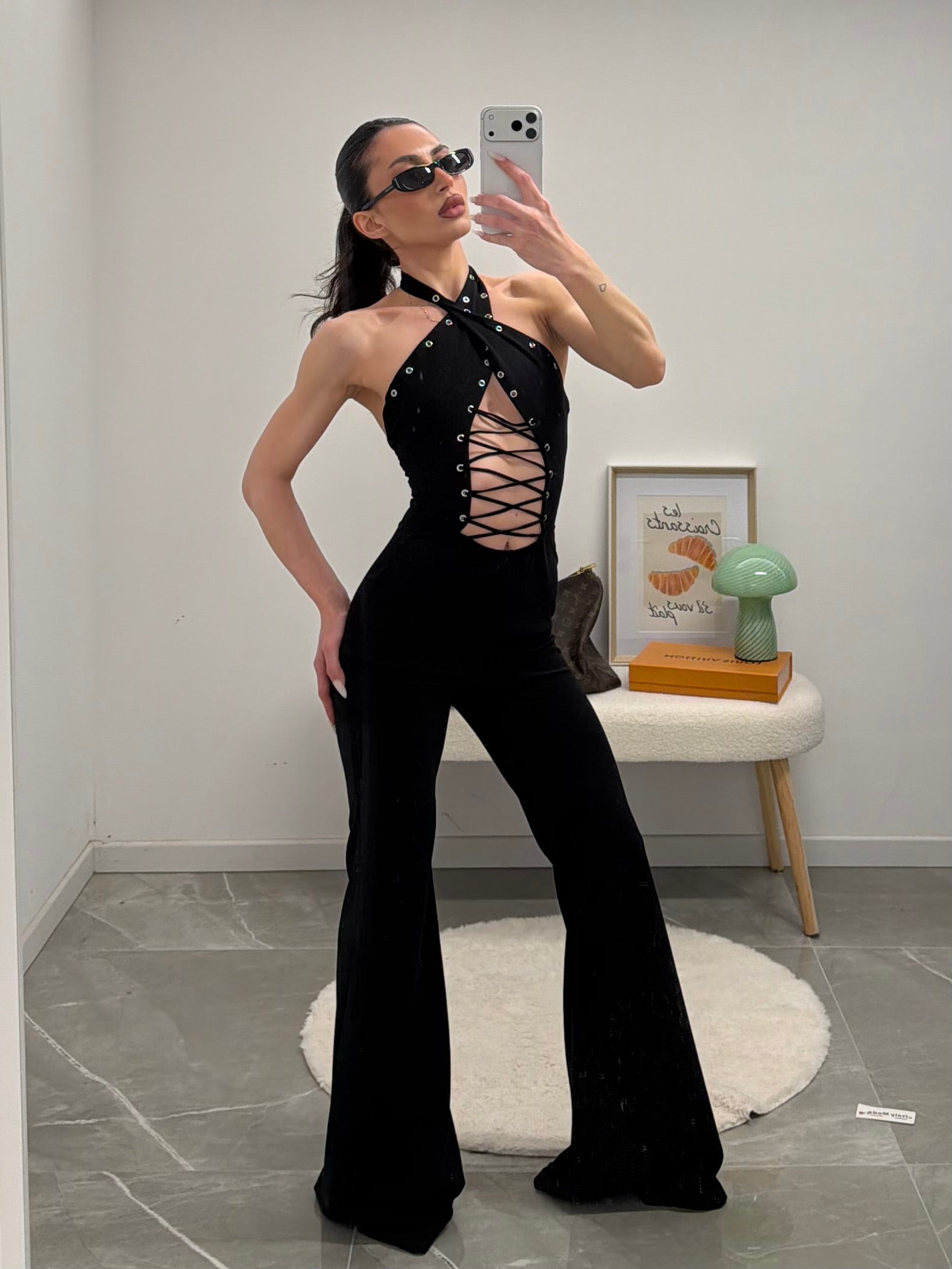 jumpsuit double lace-up