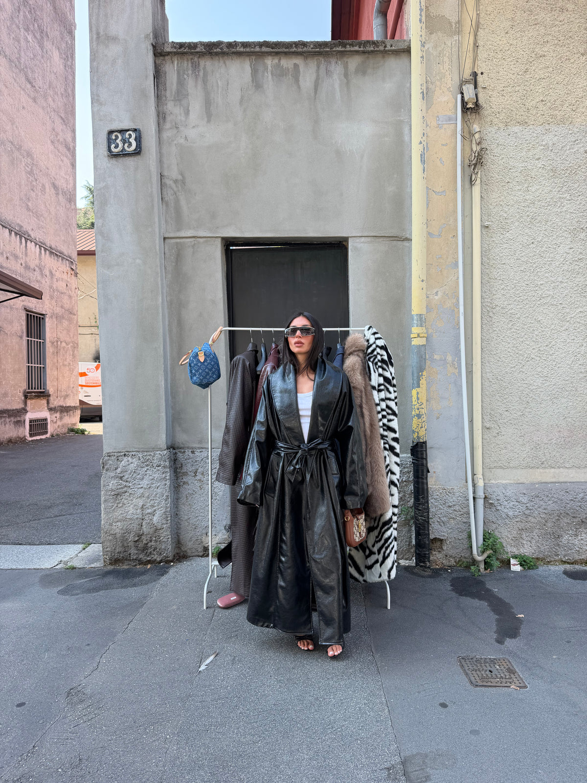 maxi trench coat vinile