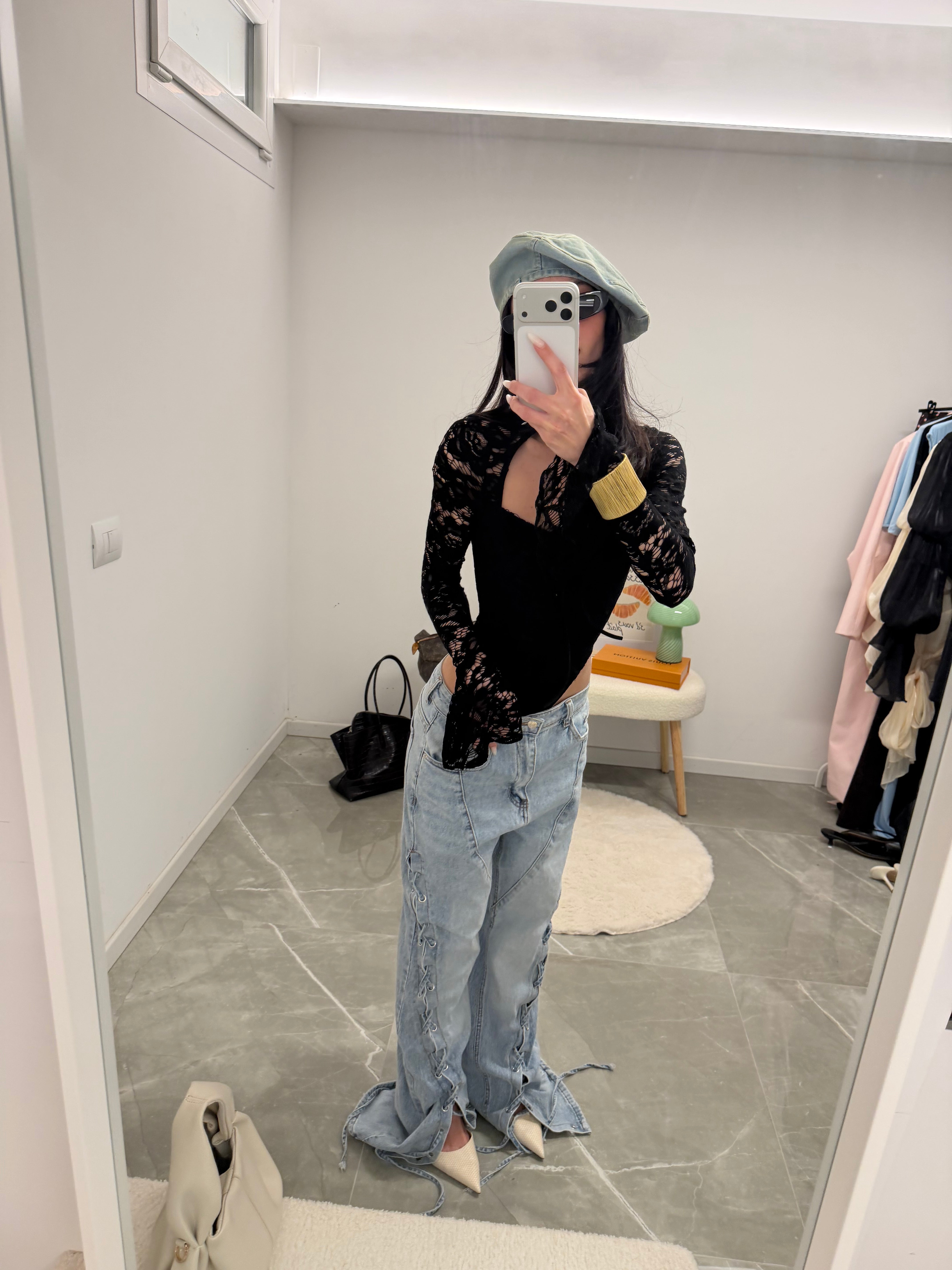 Jeans denim lace