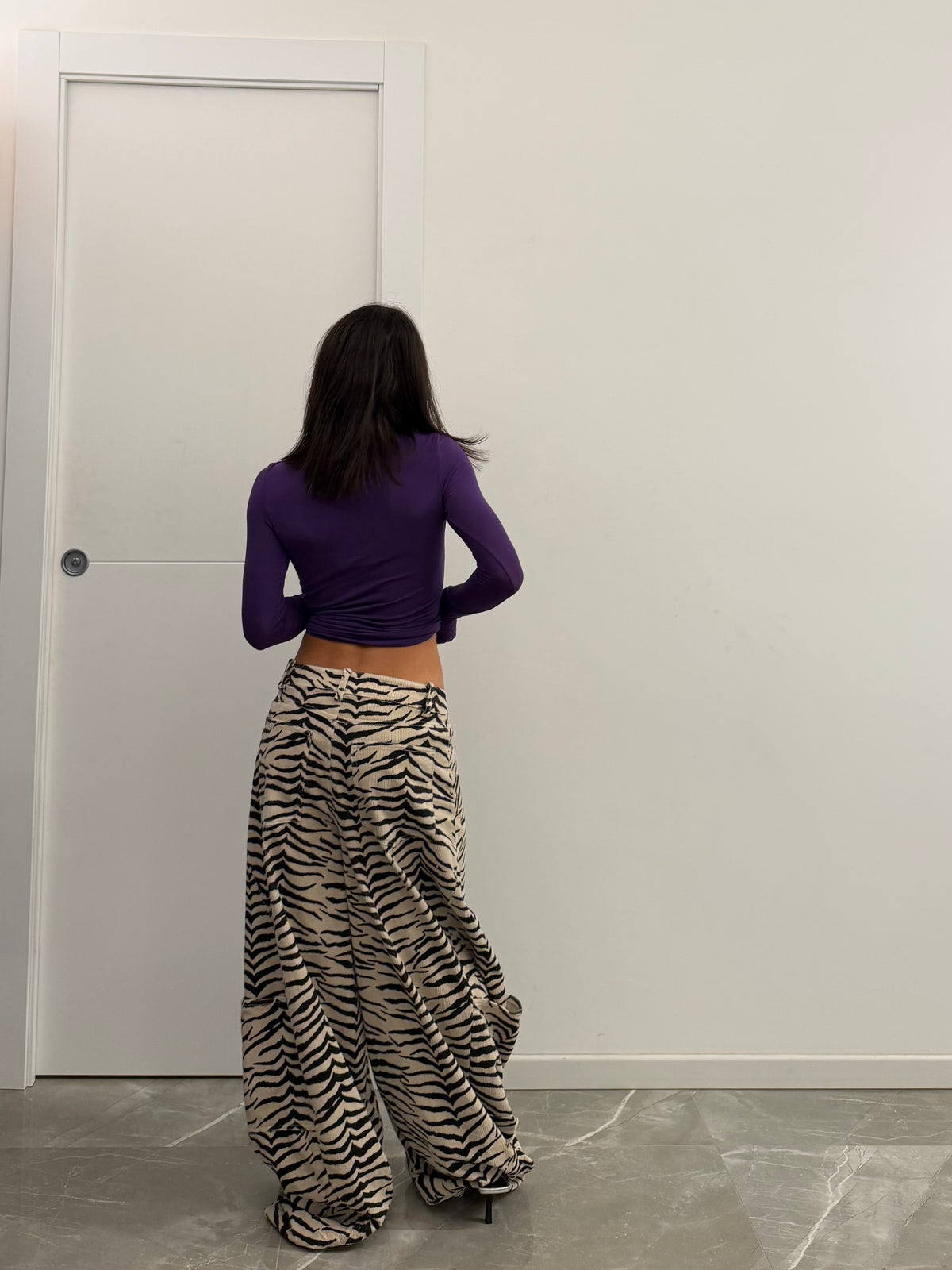 Suede pants zebra