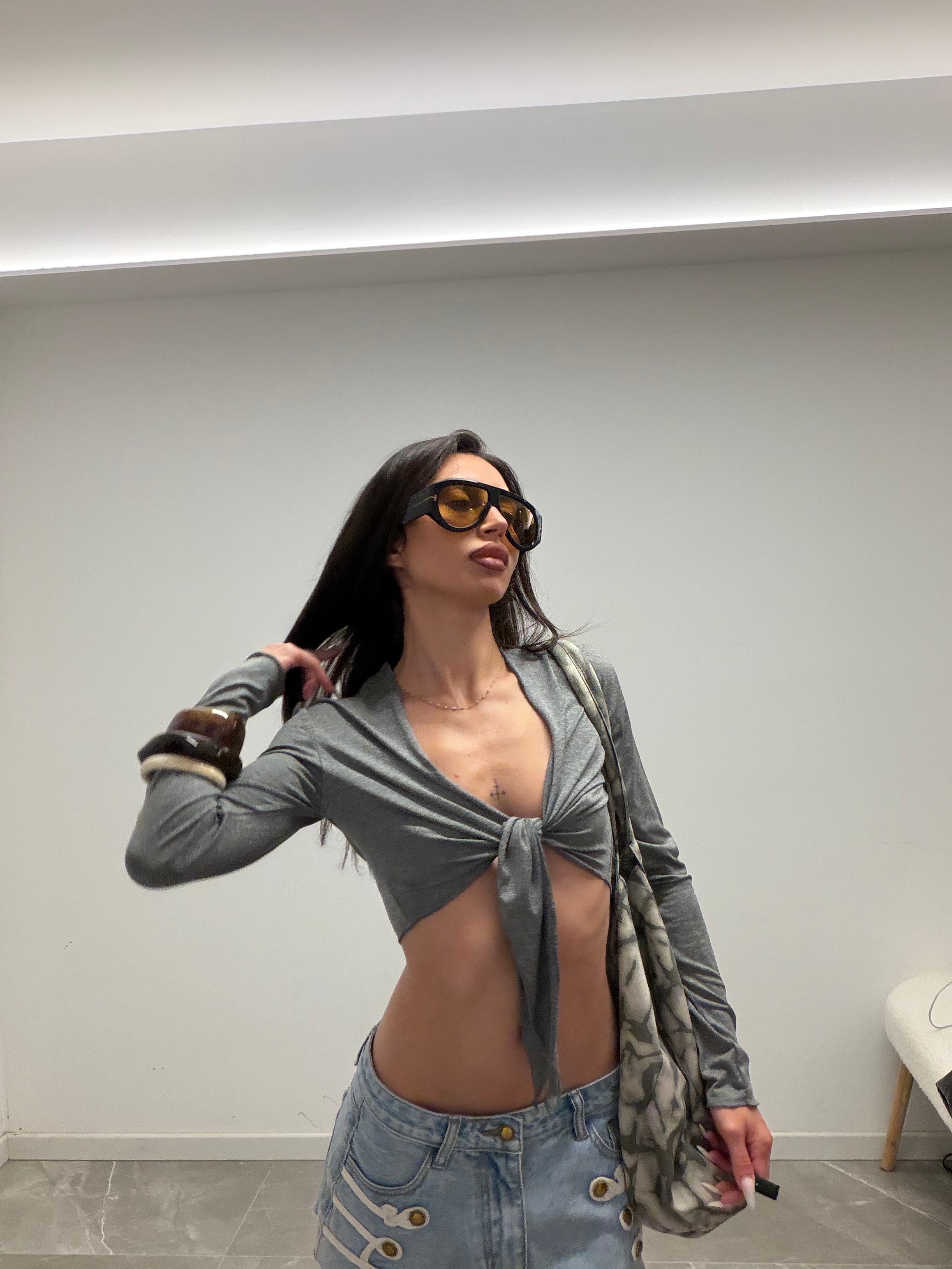 Tie-front crop top
