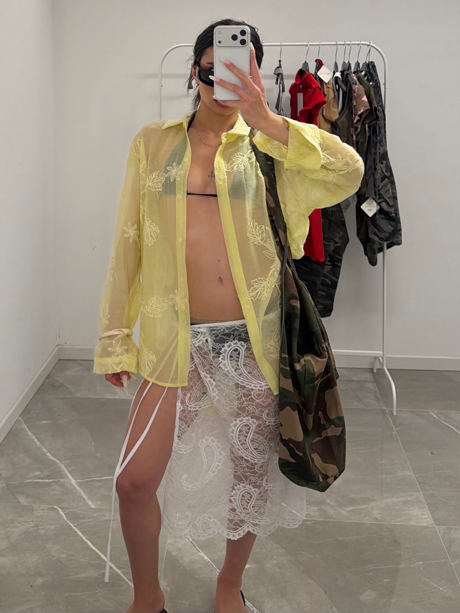 camicia macrame yellow