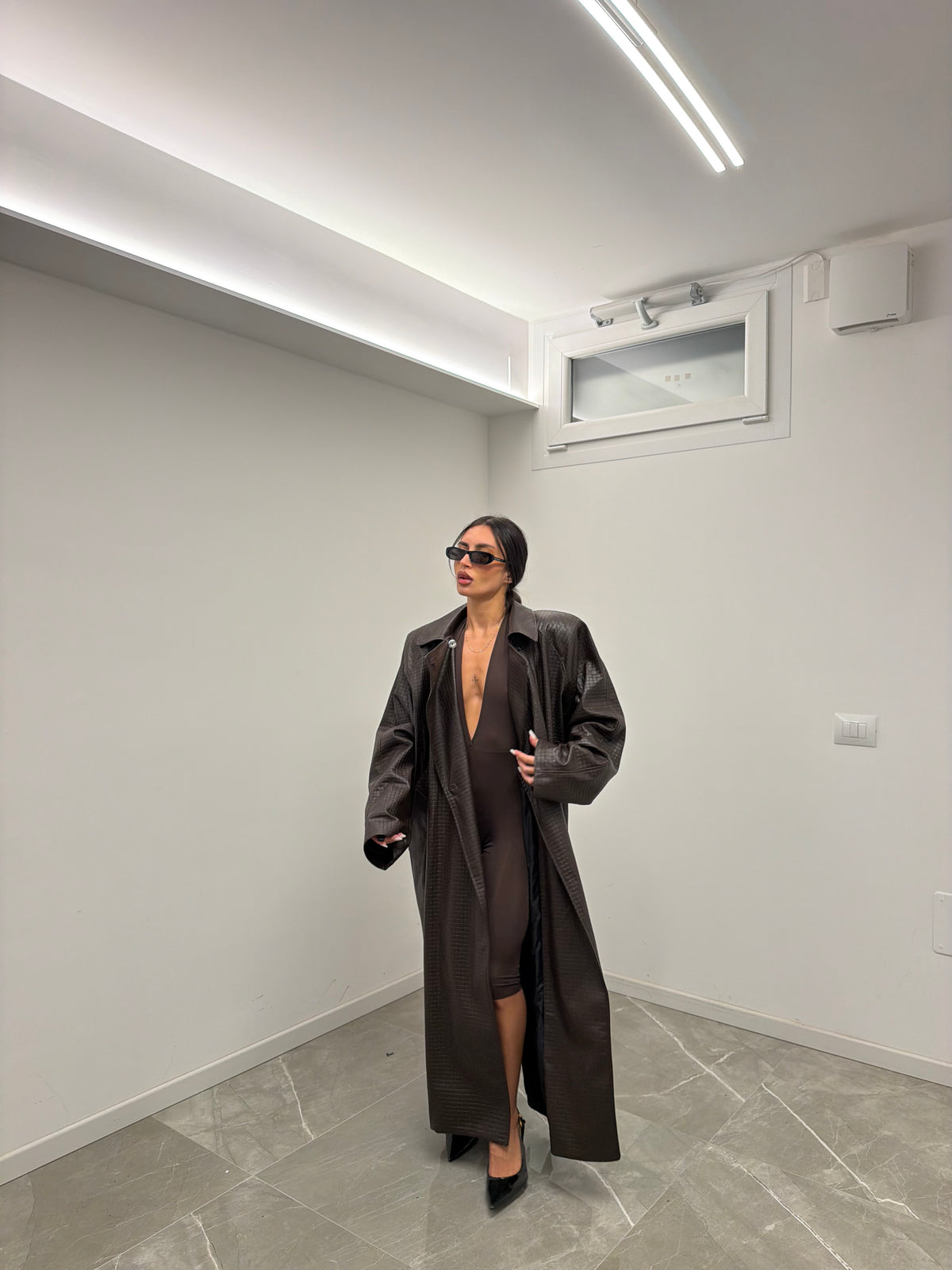 maxi trench bottega marrone