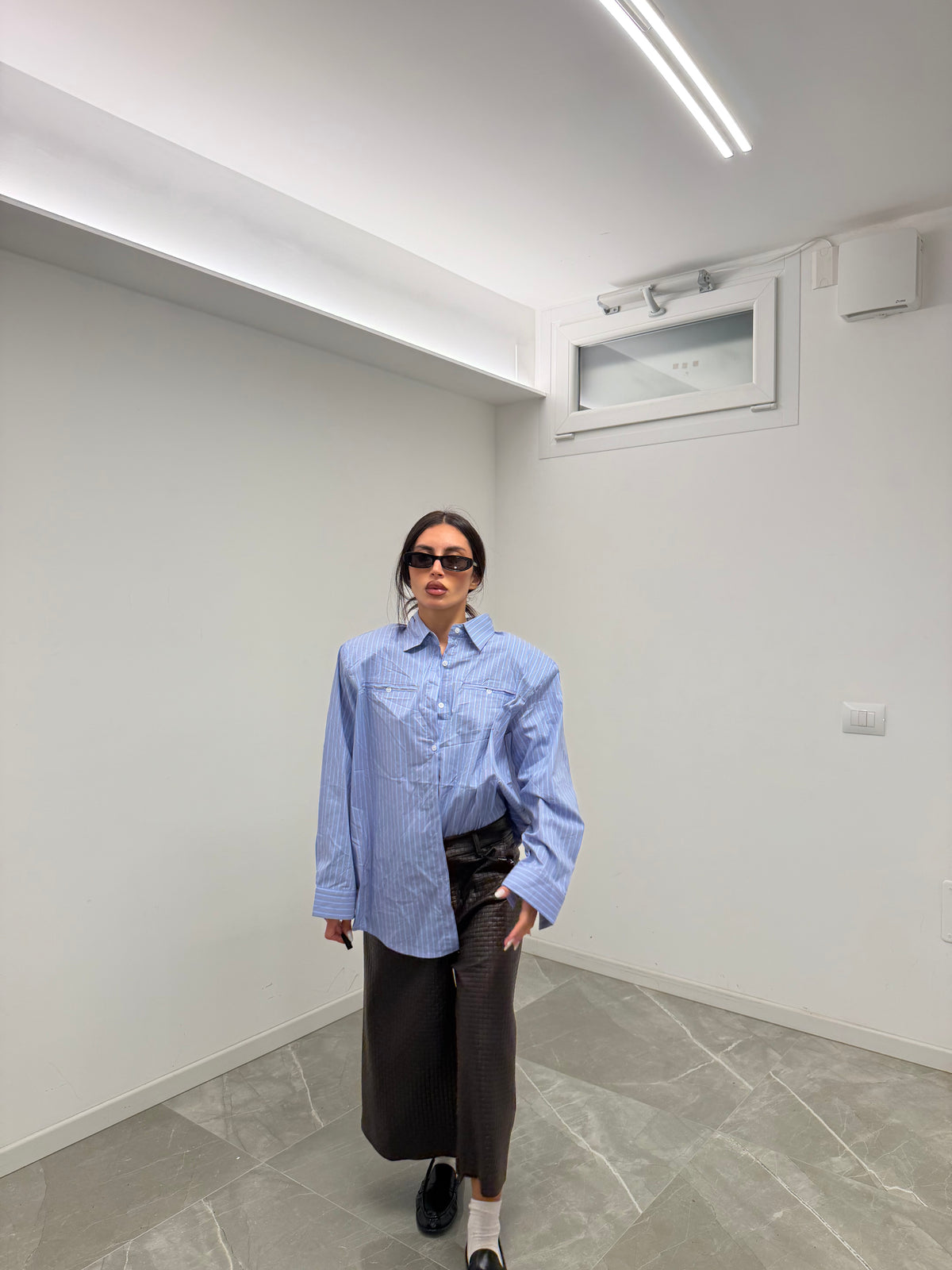 camicia oversize celeste