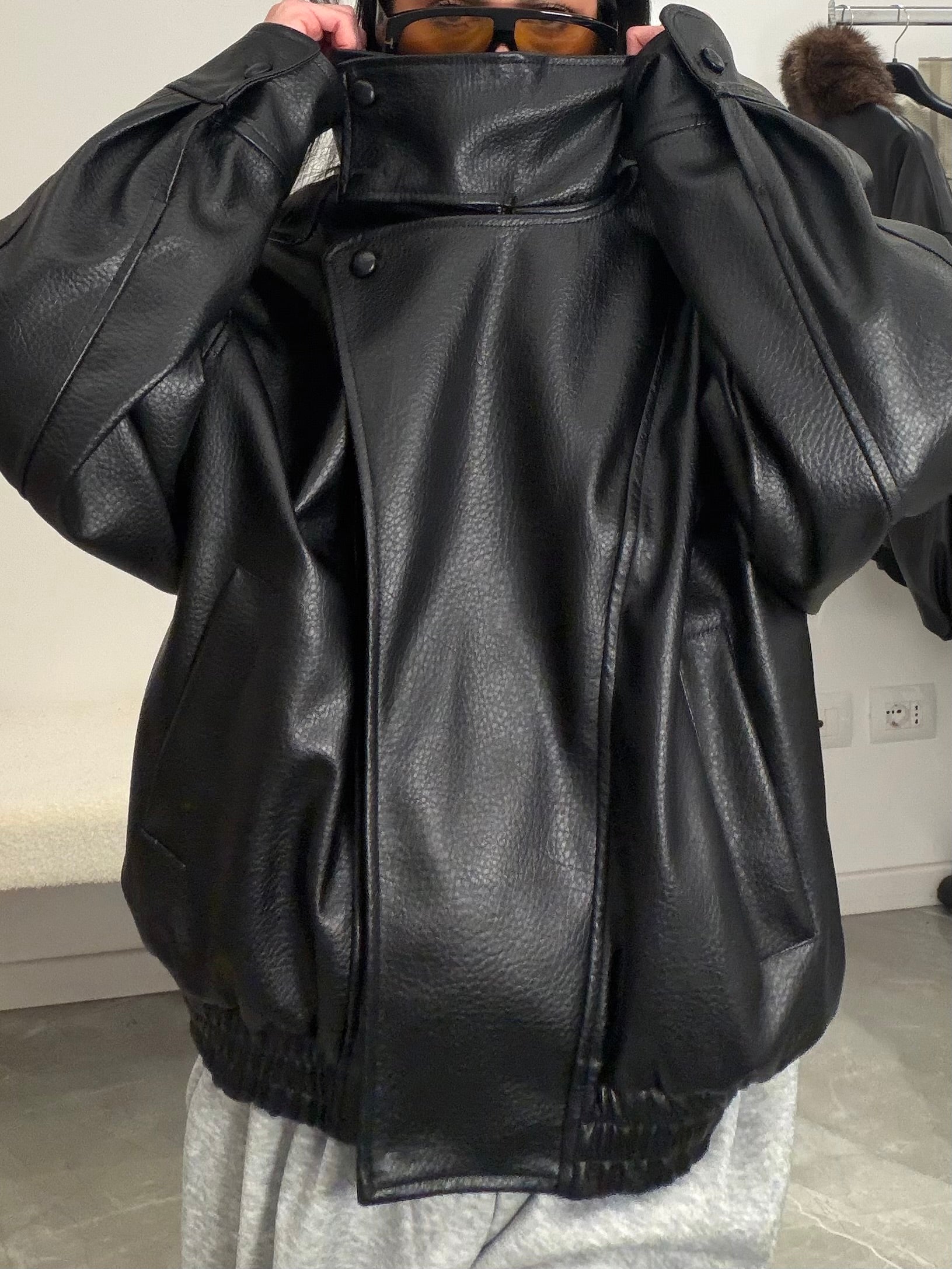 Jacket leather black