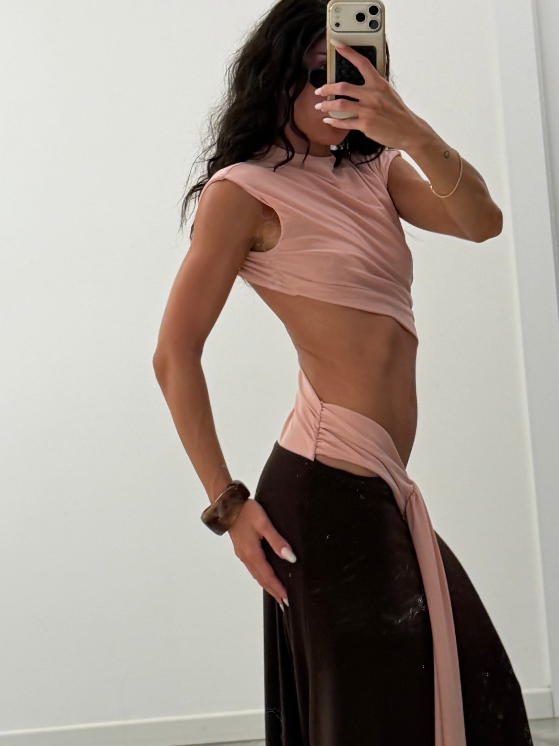 Asymmetric Cut-Out Maxi Dress