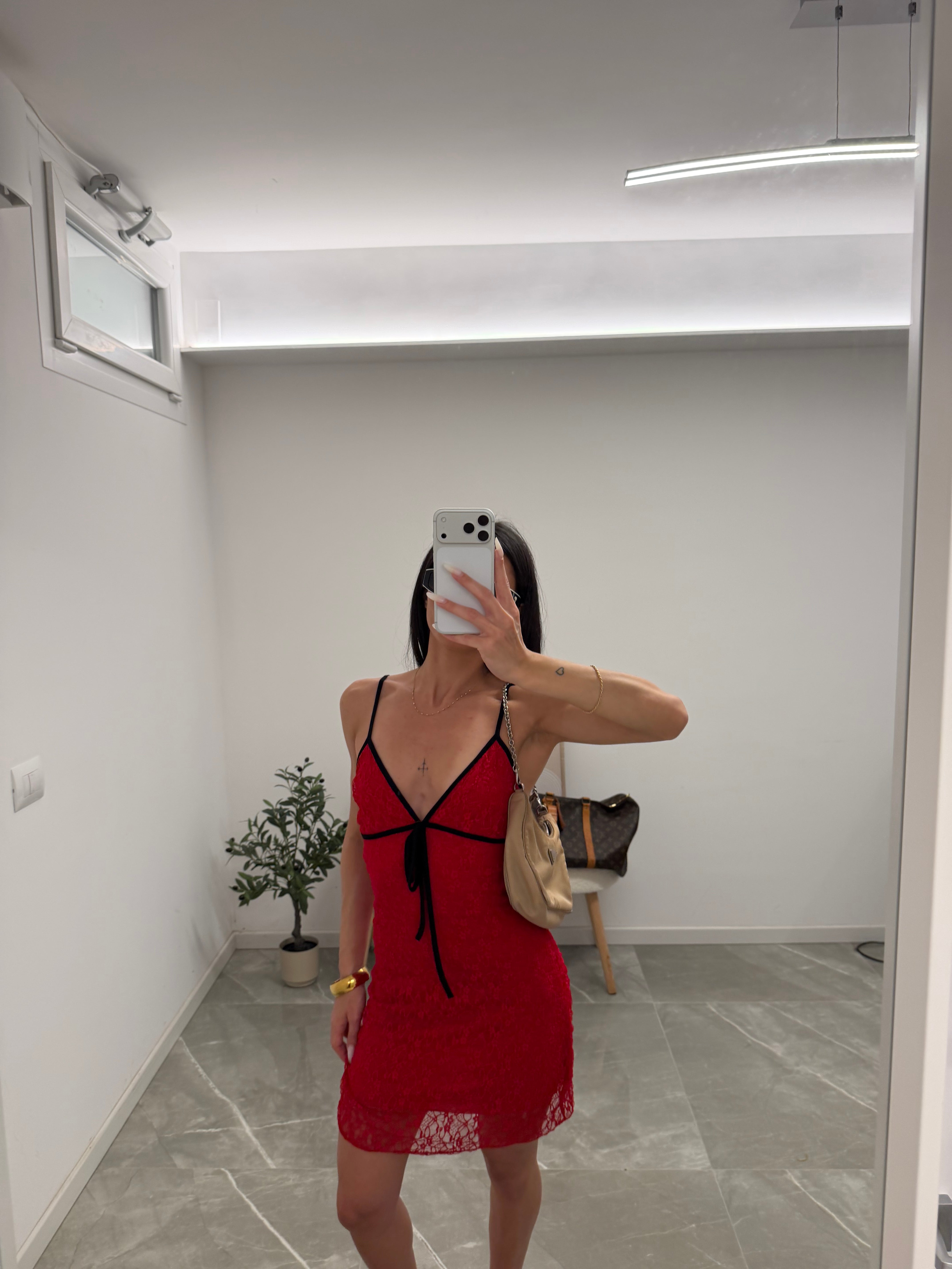 dress lace red e black