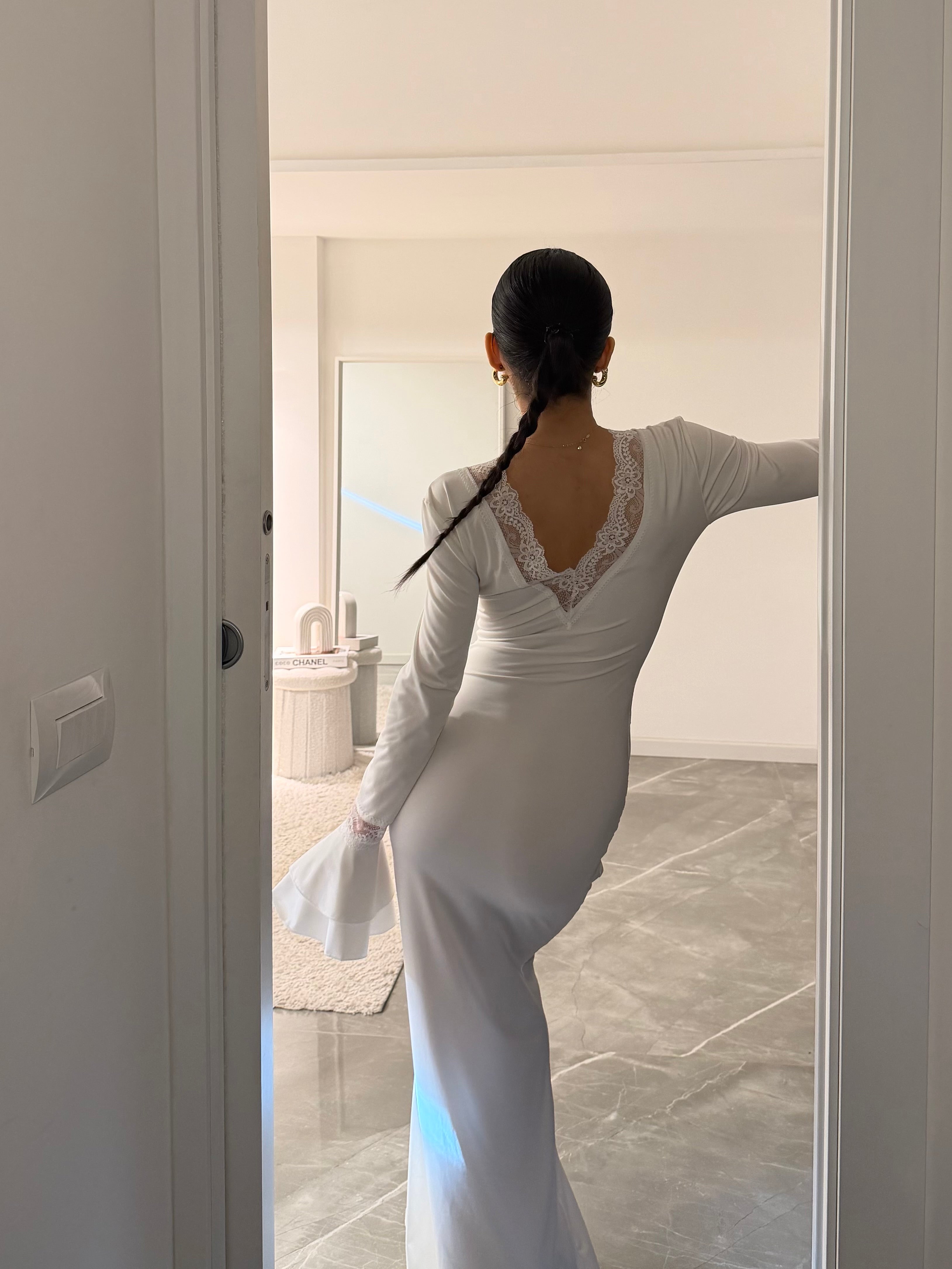 dress sculpted lace white