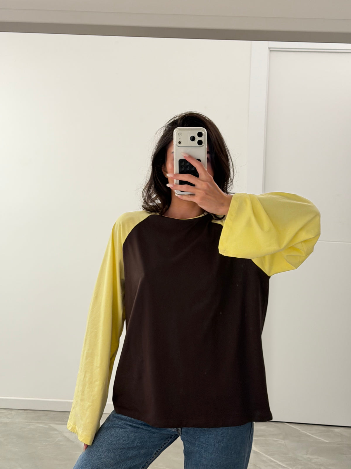 long sleeves brown & yellow