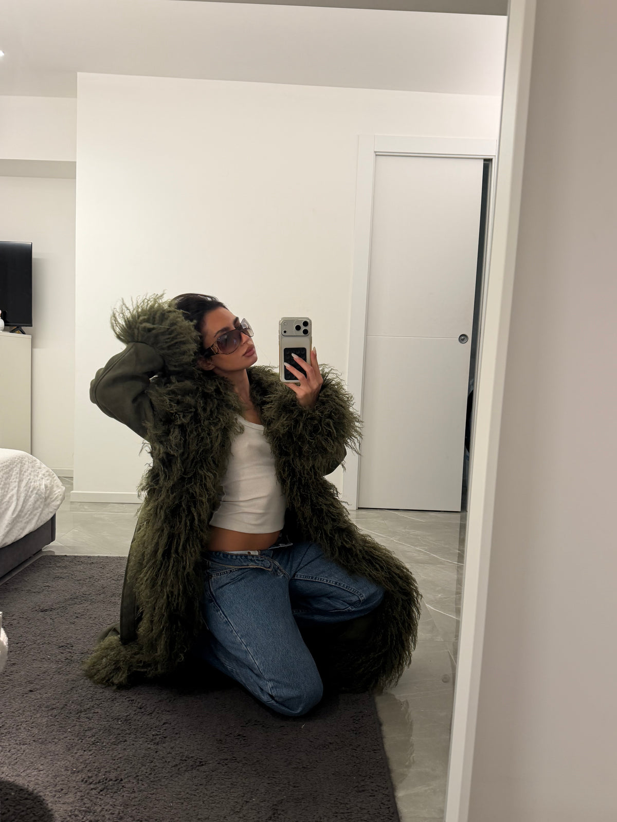 Manteau Suede Mongolia Coat Green Olive