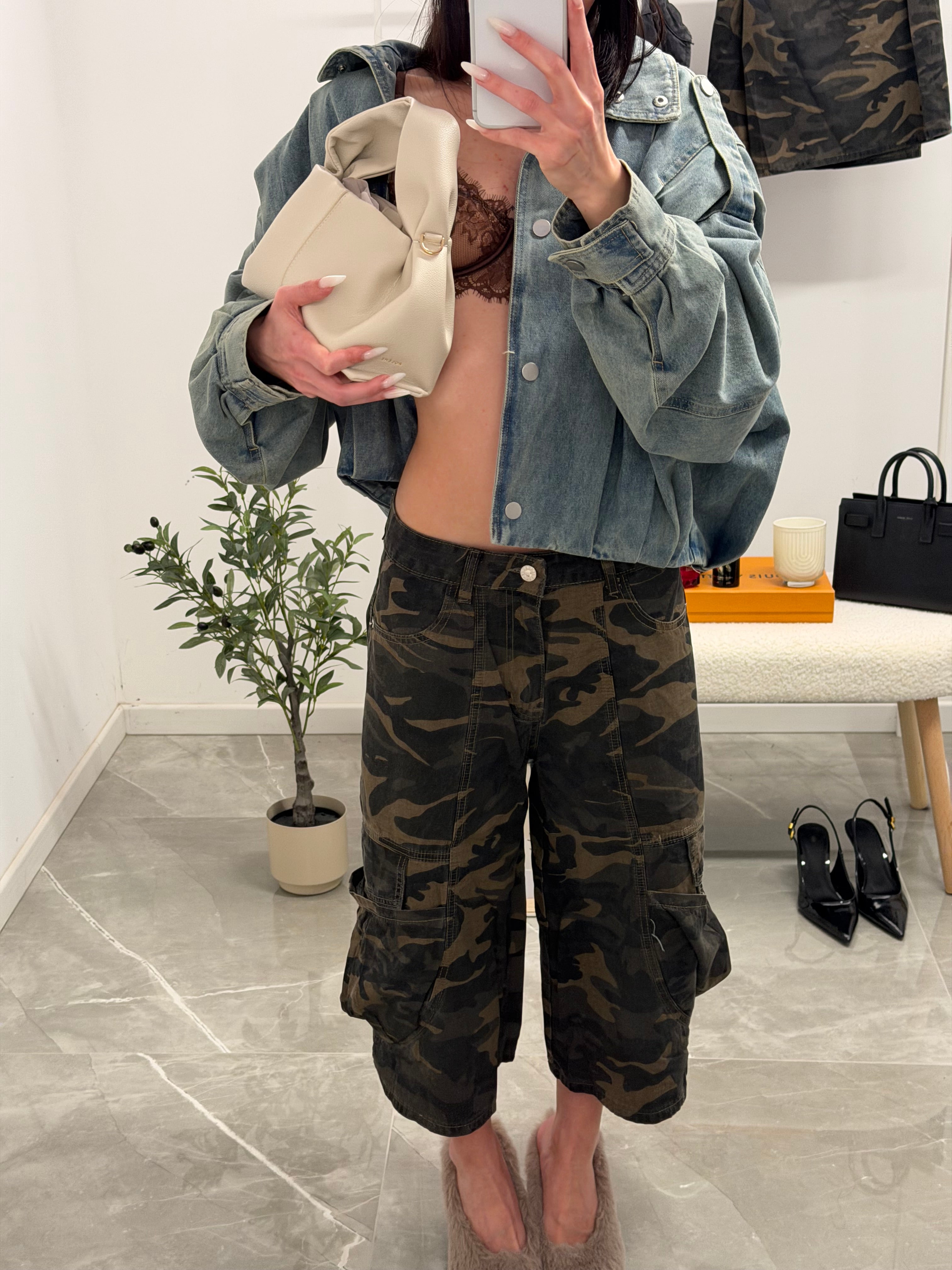 jorts pockets camouflage oversized  (military)