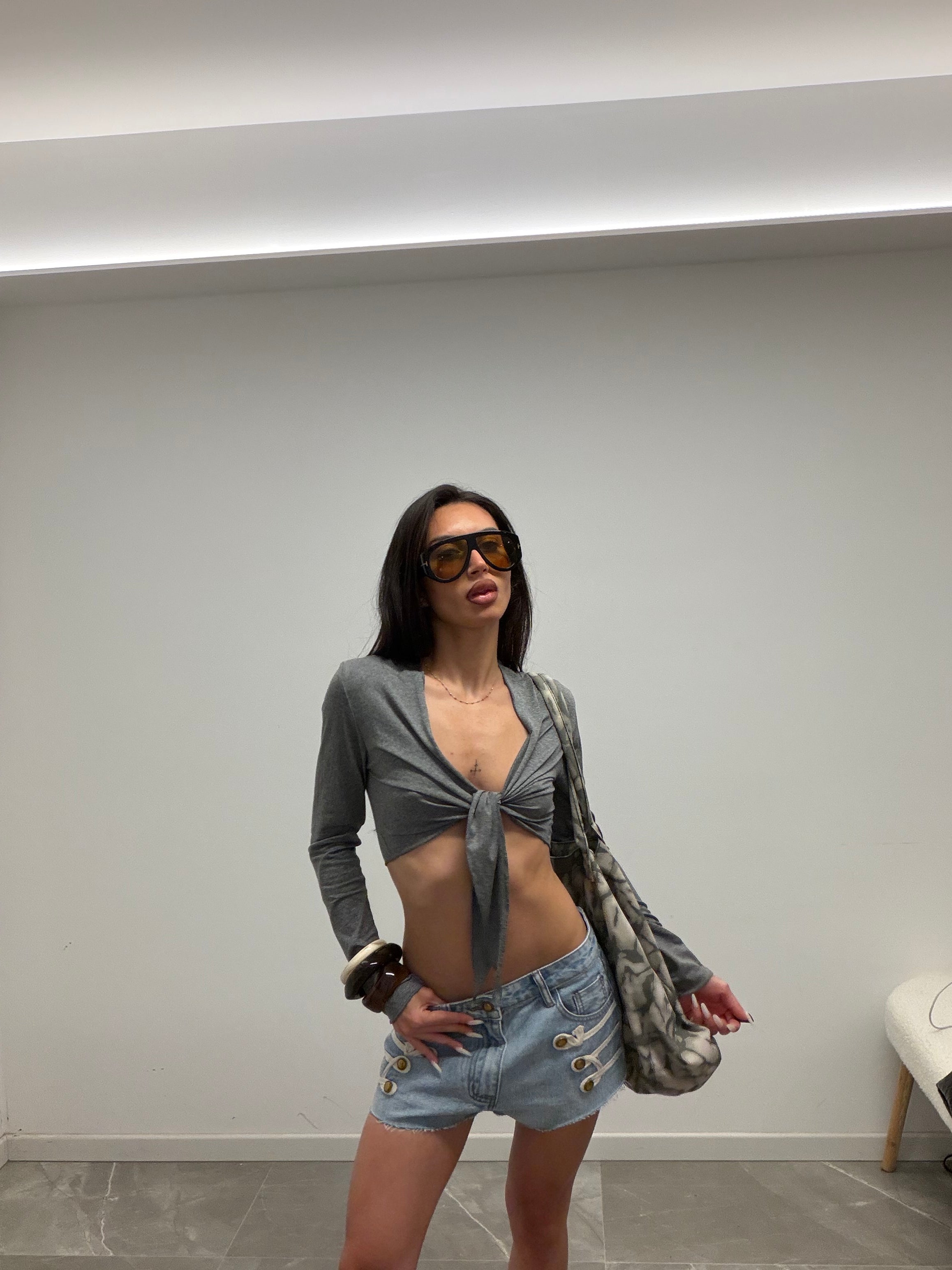 Tie-front crop top