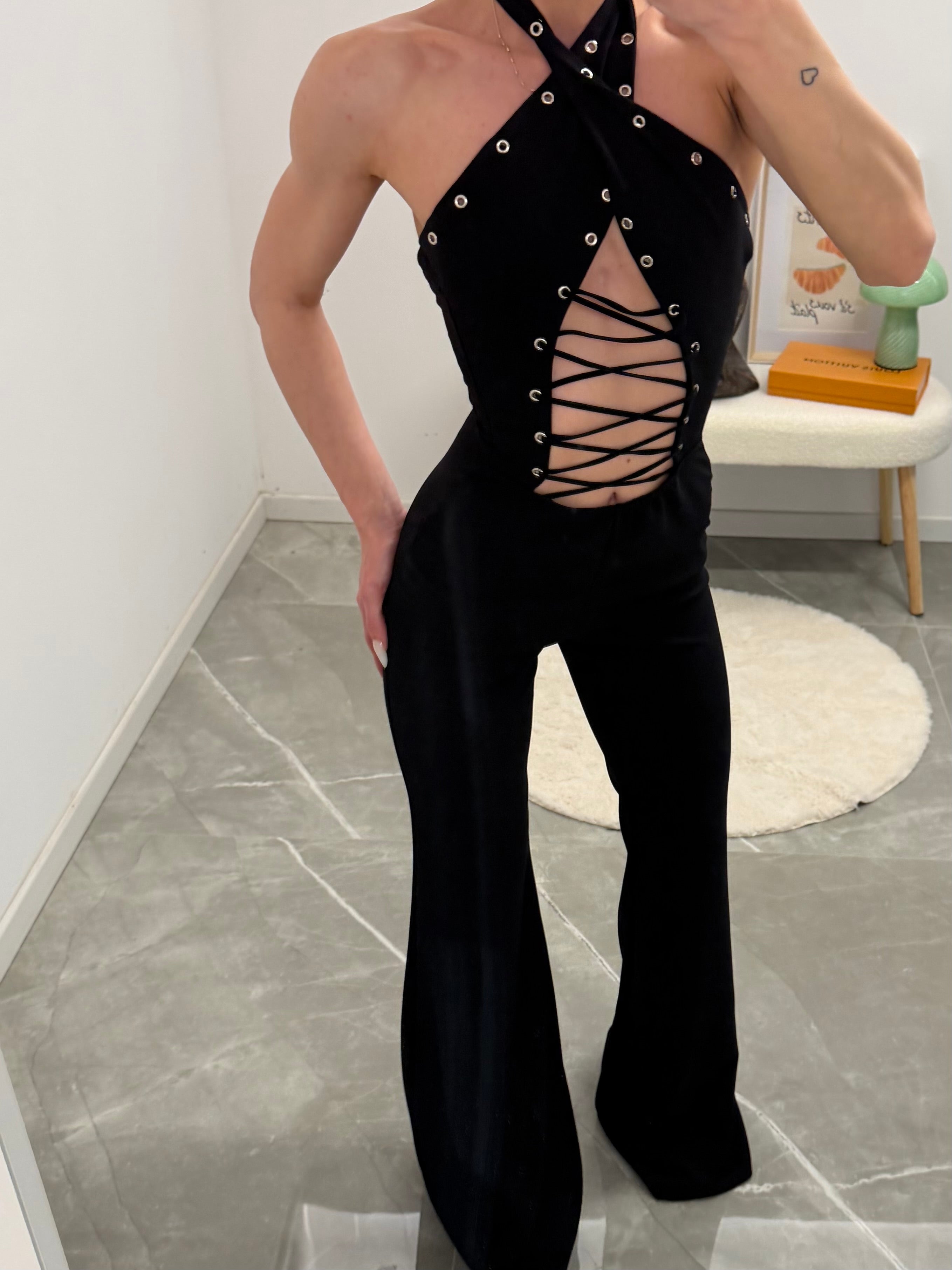 jumpsuit double lace-up