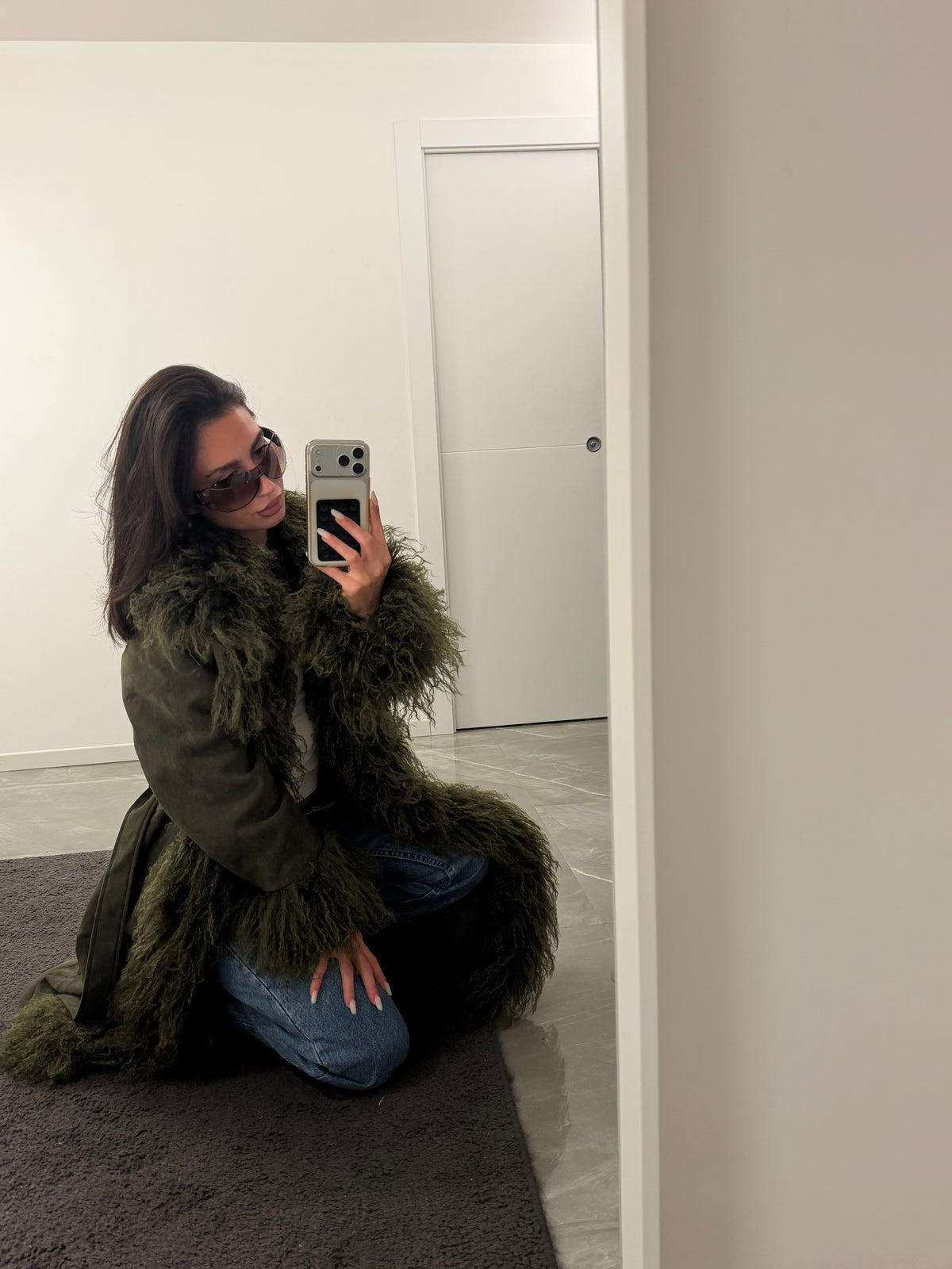 Manteau Suede Mongolia Coat Green Olive