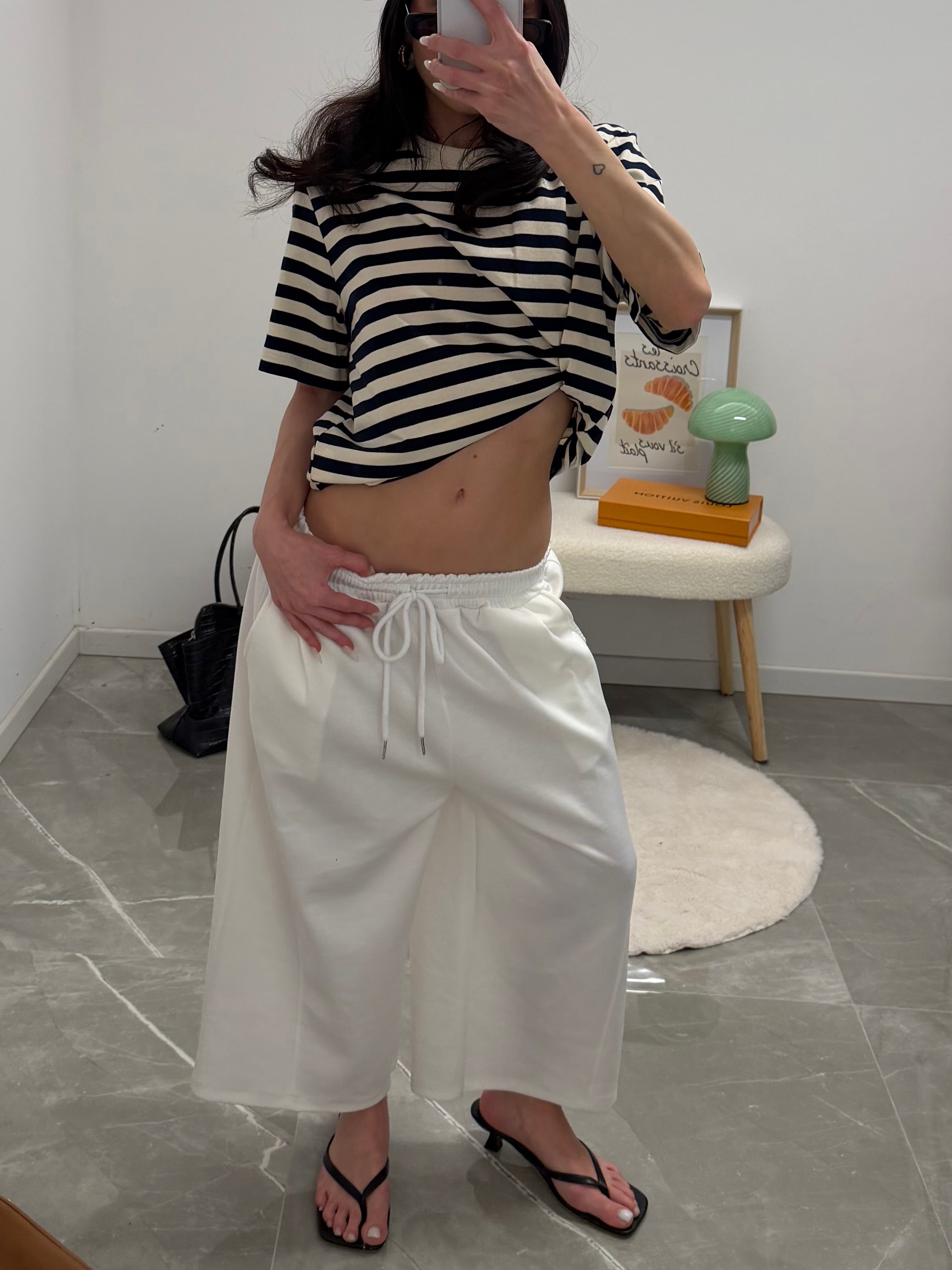 jorts in tuta white