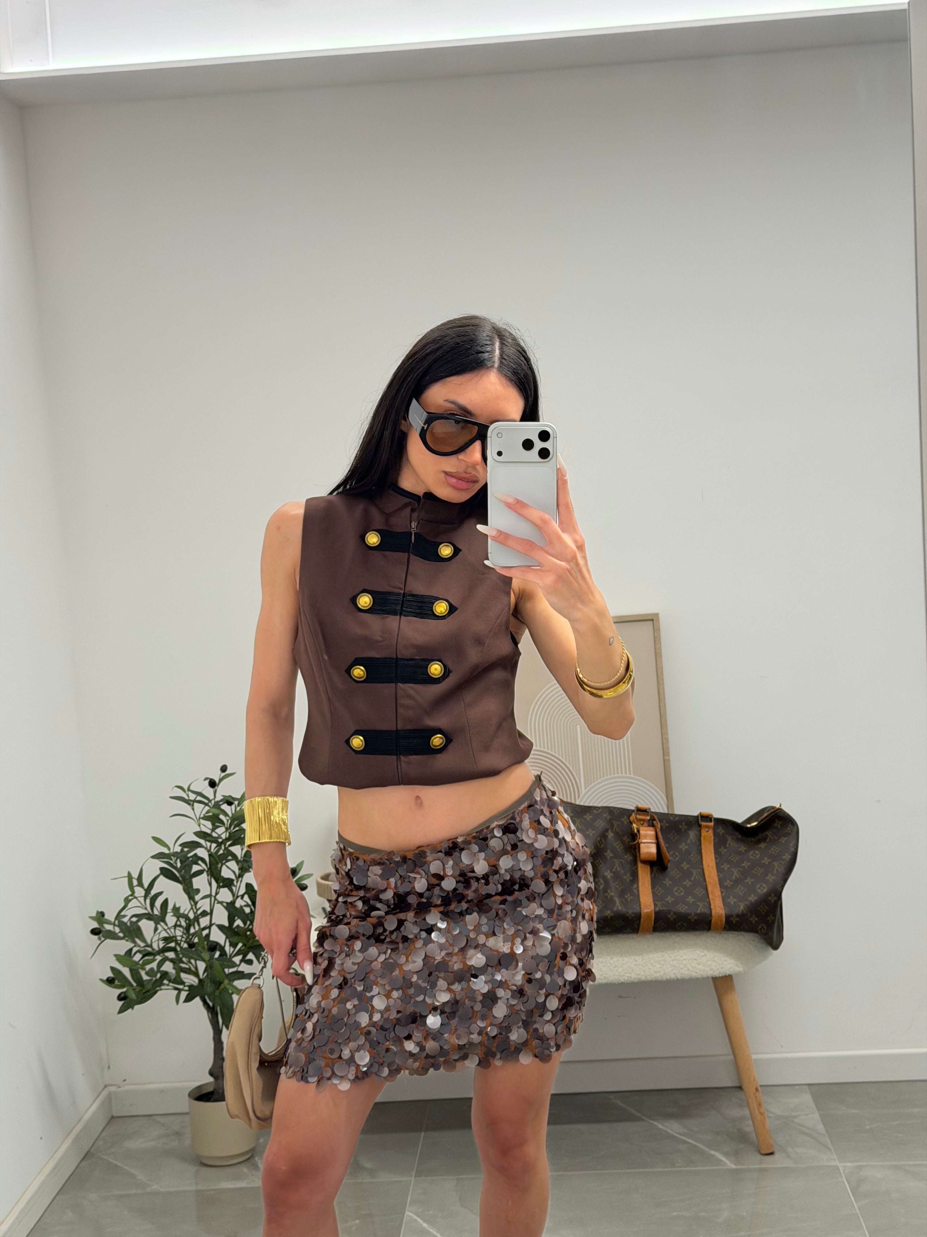 skirt pailettes brown