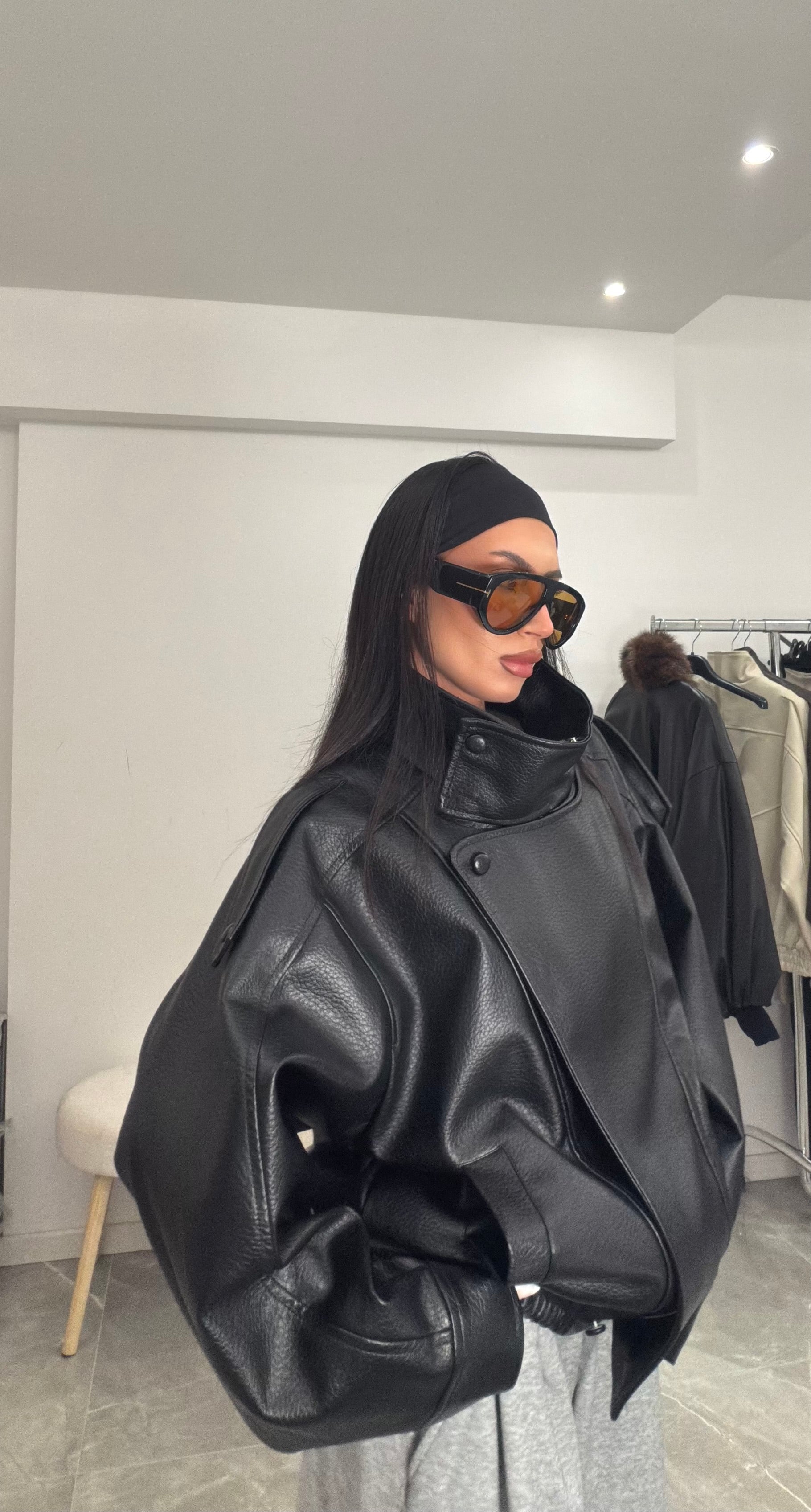 Jacket leather black