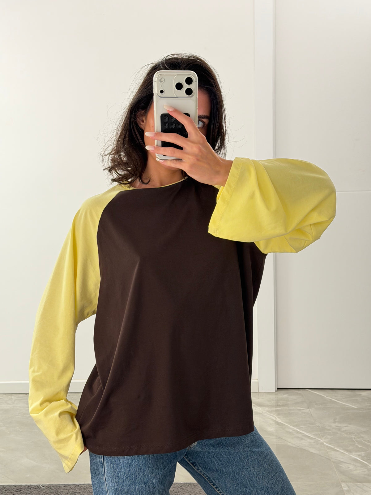 long sleeves brown & yellow