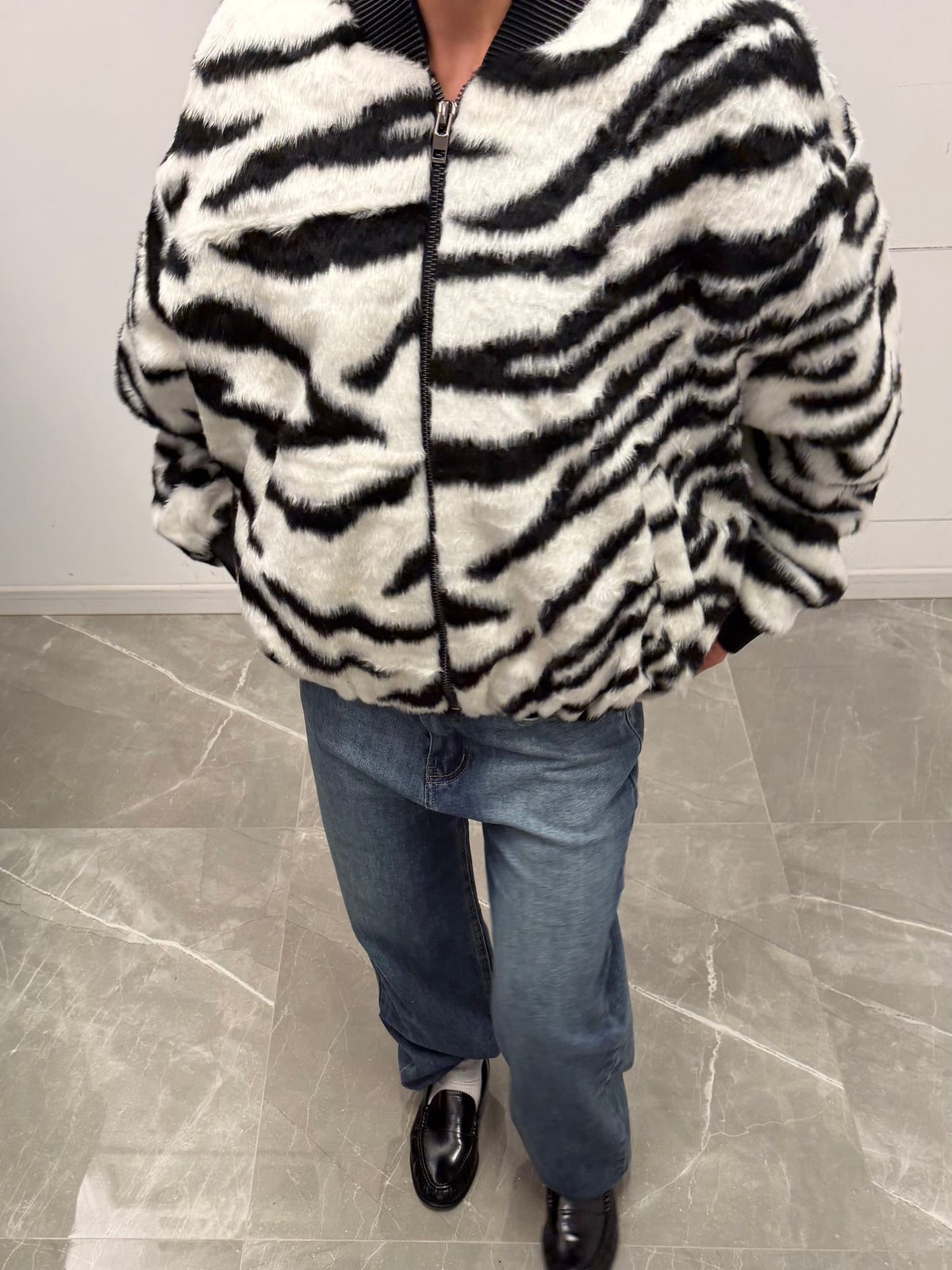 jacket puffer zebra