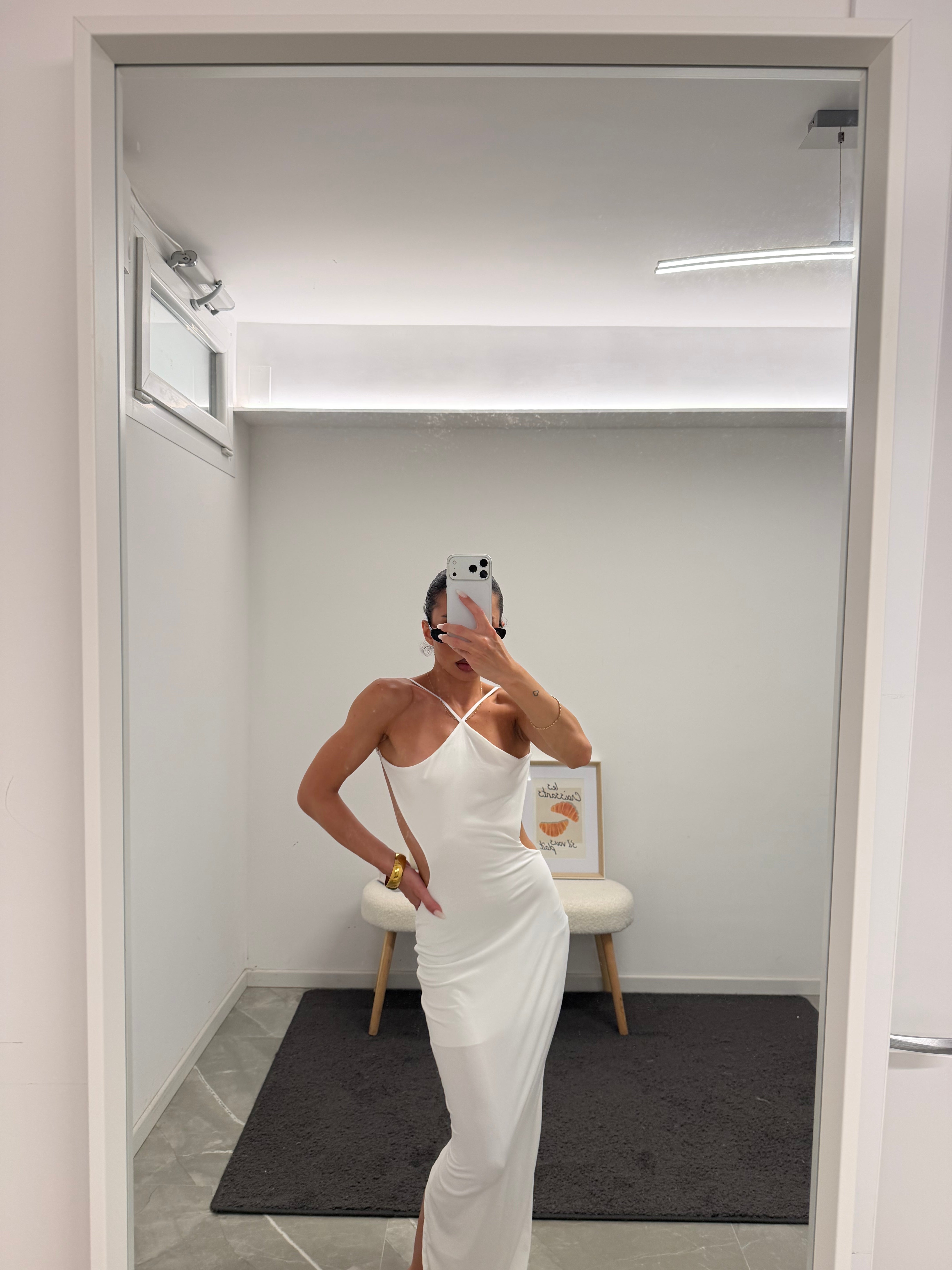 dress asymmetrical cut out white
