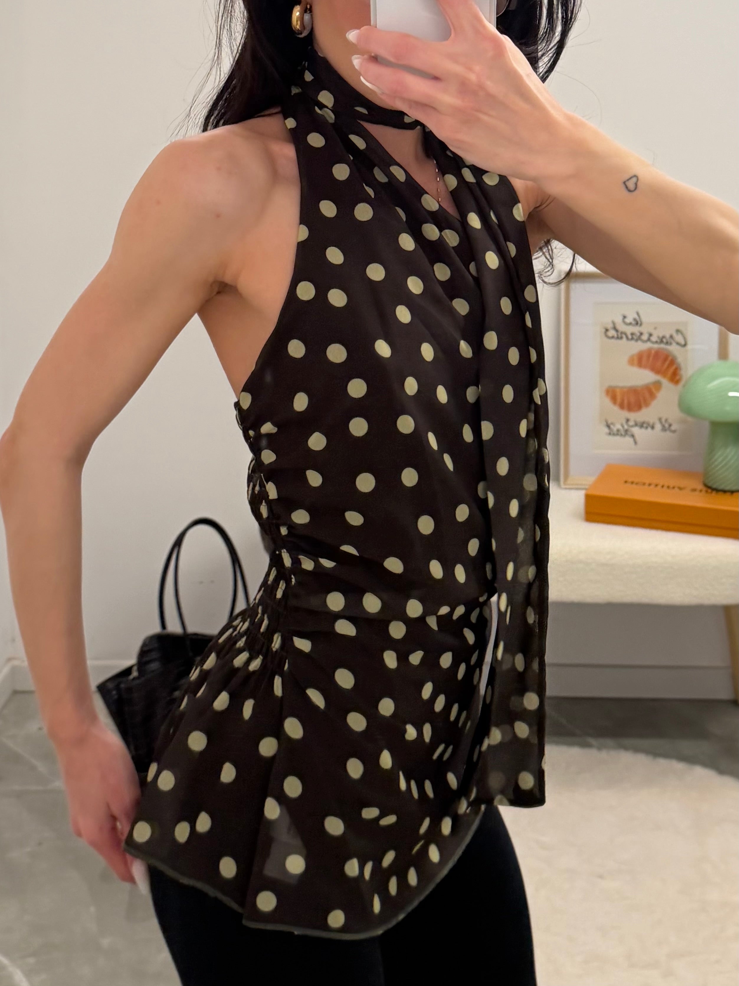 Top tulle à pois