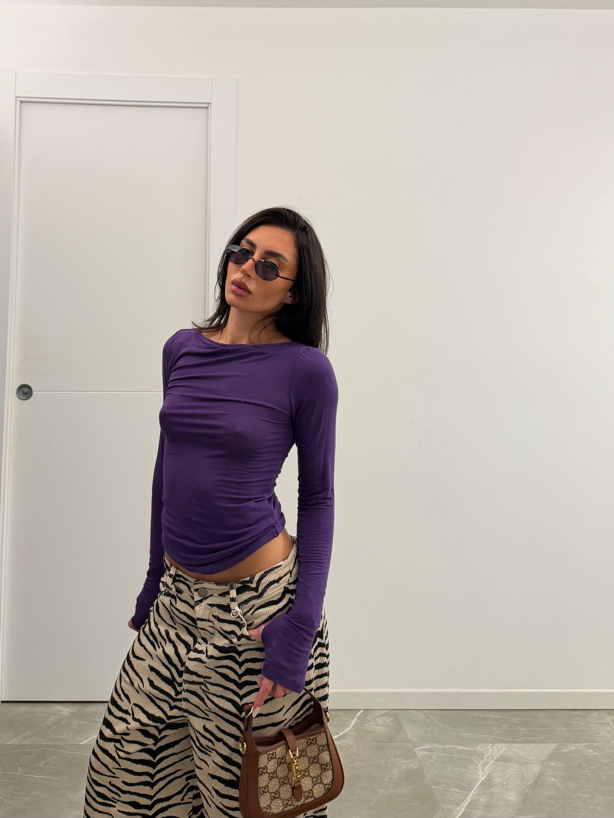 Suede pants zebra