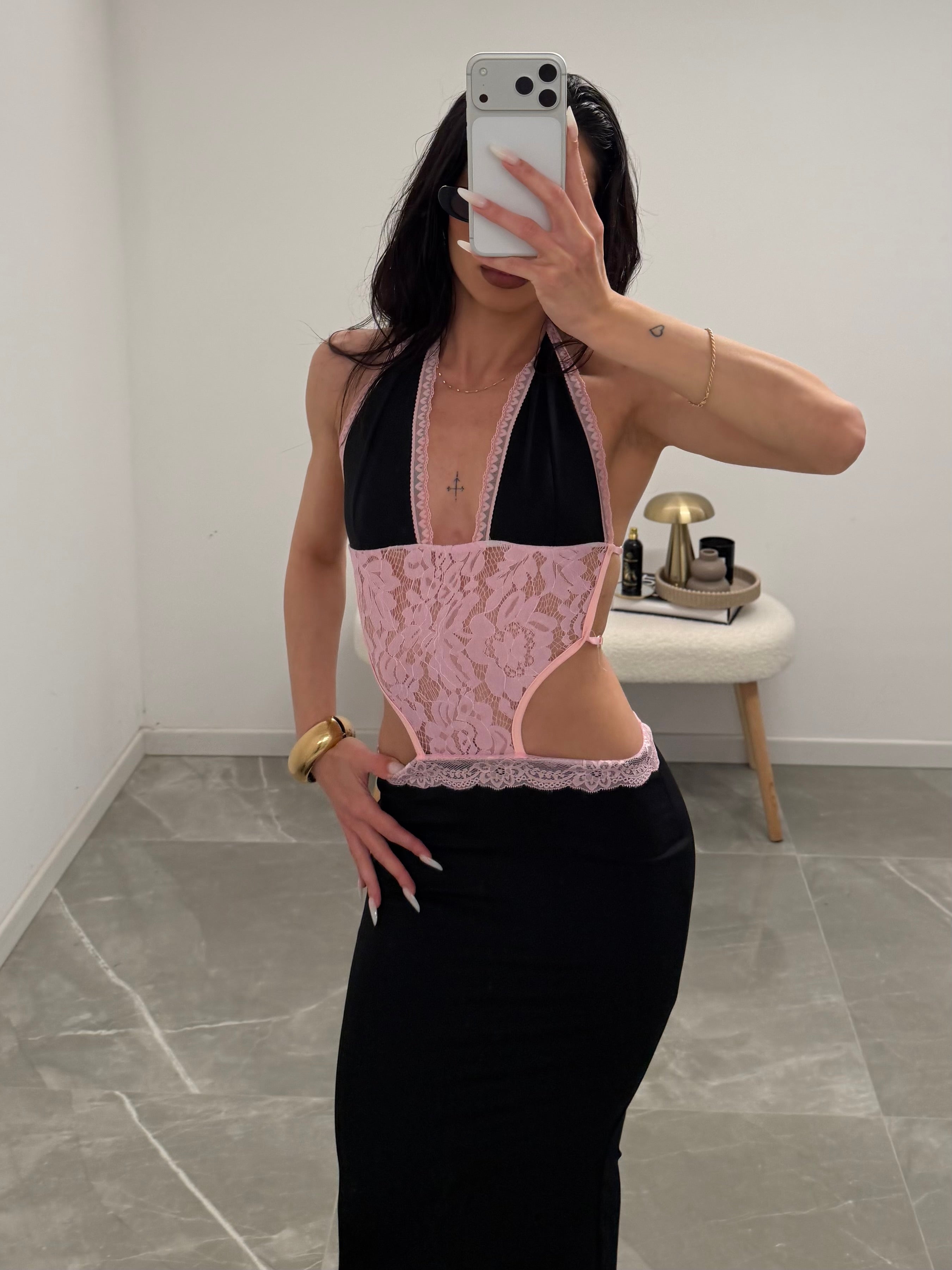 dress lace pink